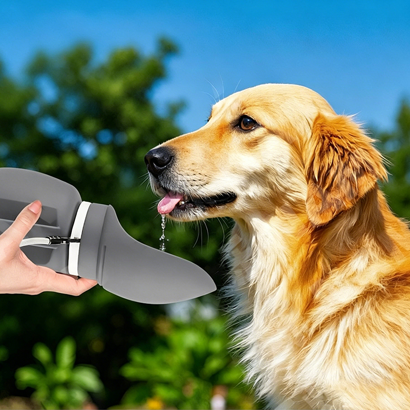 Foldable Silicone Pet Water Bottle | 800ml Leak Proof Portable Dog Water Dispenser for Outdoor Travel 