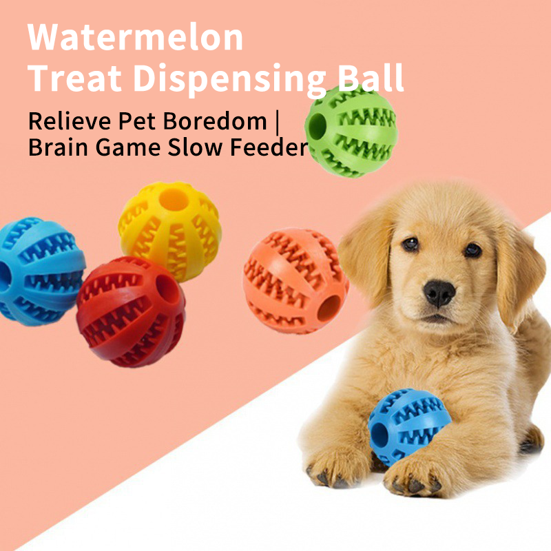 Watermelon TPR Treat Dispensing Ball, Pet Teeth Grinding Chew Toy for Dogs & Cats, Slow Feeder Enrichment Toy for Boredom Relief