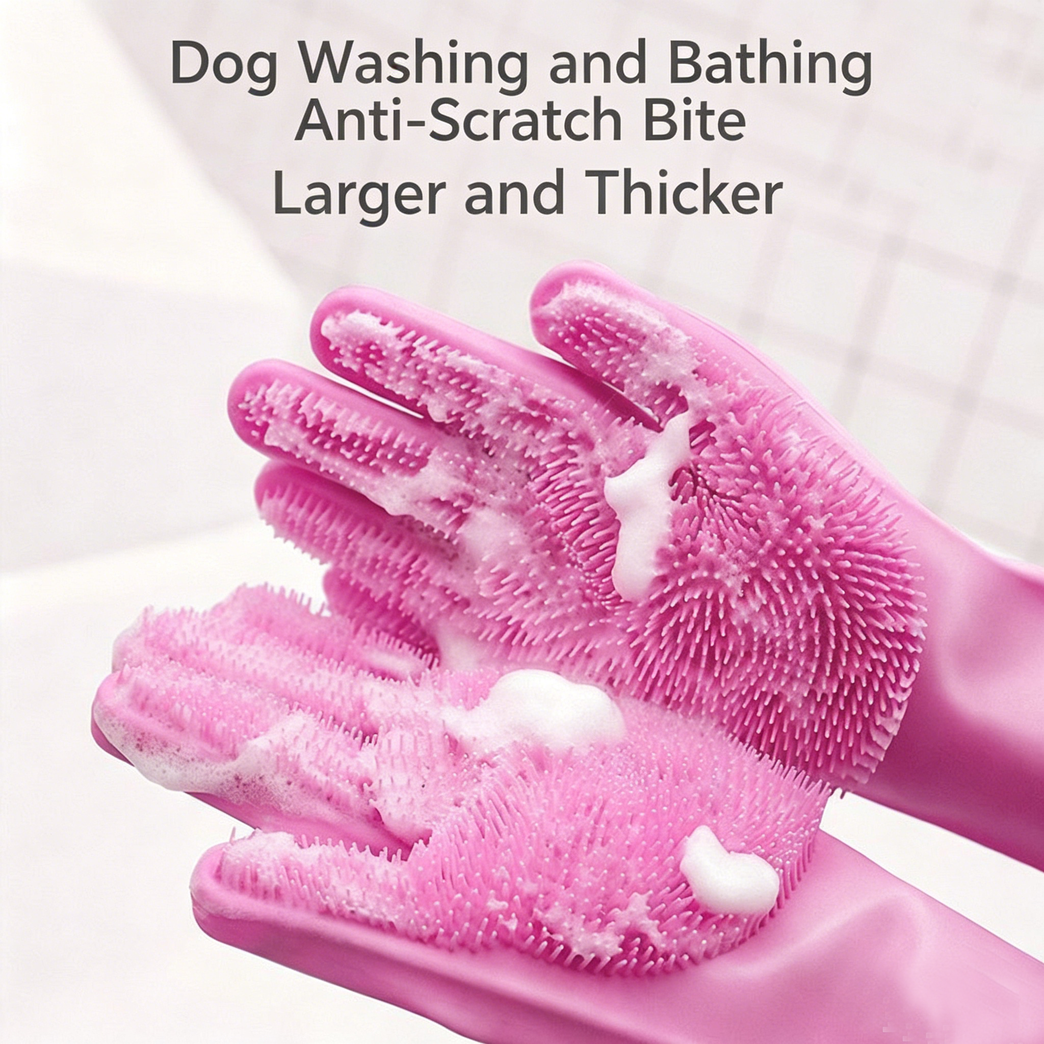Thickened Silicone Pet Grooming Gloves 3000 Massage Bristles Dog Cat Bathing Brush Anti-Bite Anti-Scratch Hair Remover
