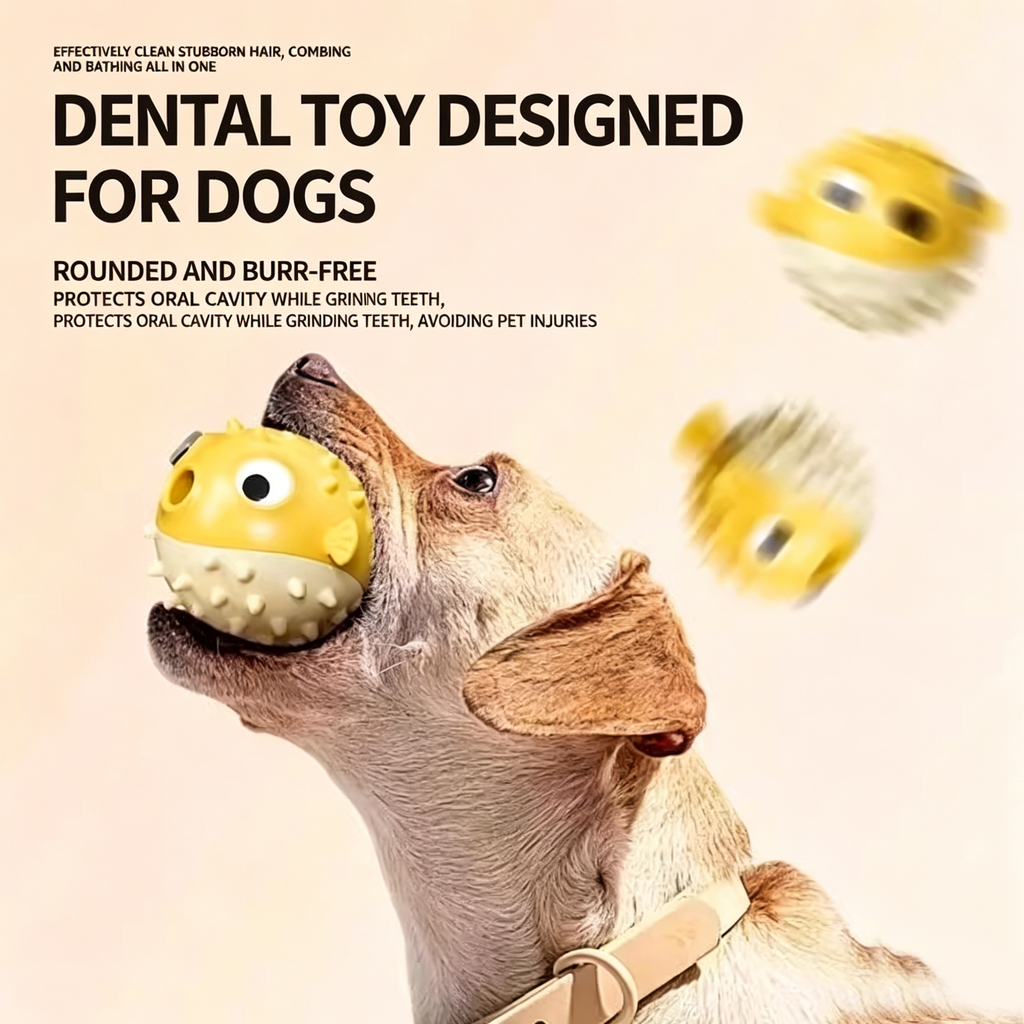 Bouncy Fish Dog Treat Dispenser Toy, Food-Grade TPR Squeaky Chew Toy, Durable Teeth Cleaning Interactive Toy for Dogs Anxiety Relief Prevent Destructive Behavior