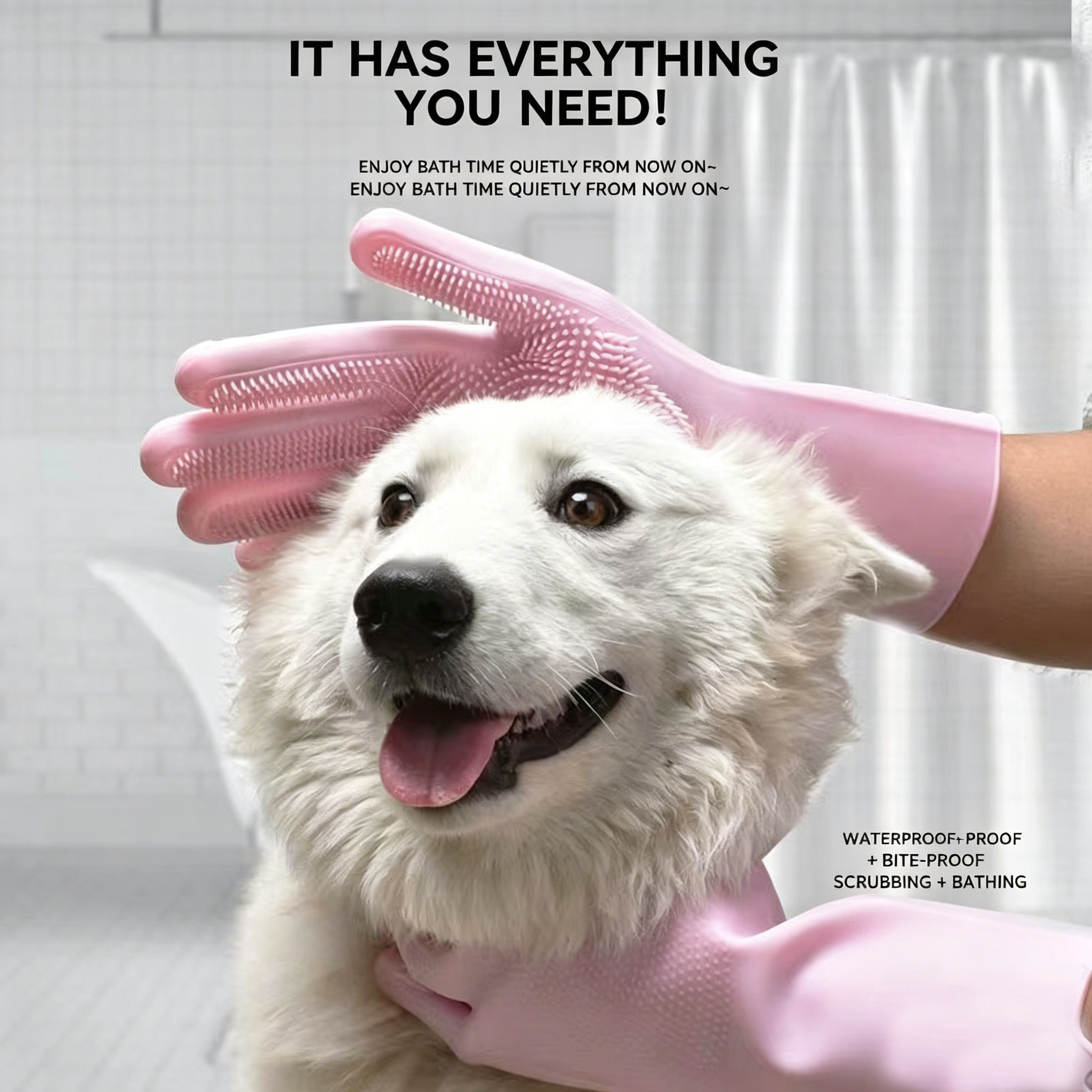 Thickened Silicone Pet Grooming Gloves 3000 Massage Bristles Dog Cat Bathing Brush Anti-Bite Anti-Scratch Hair Remover