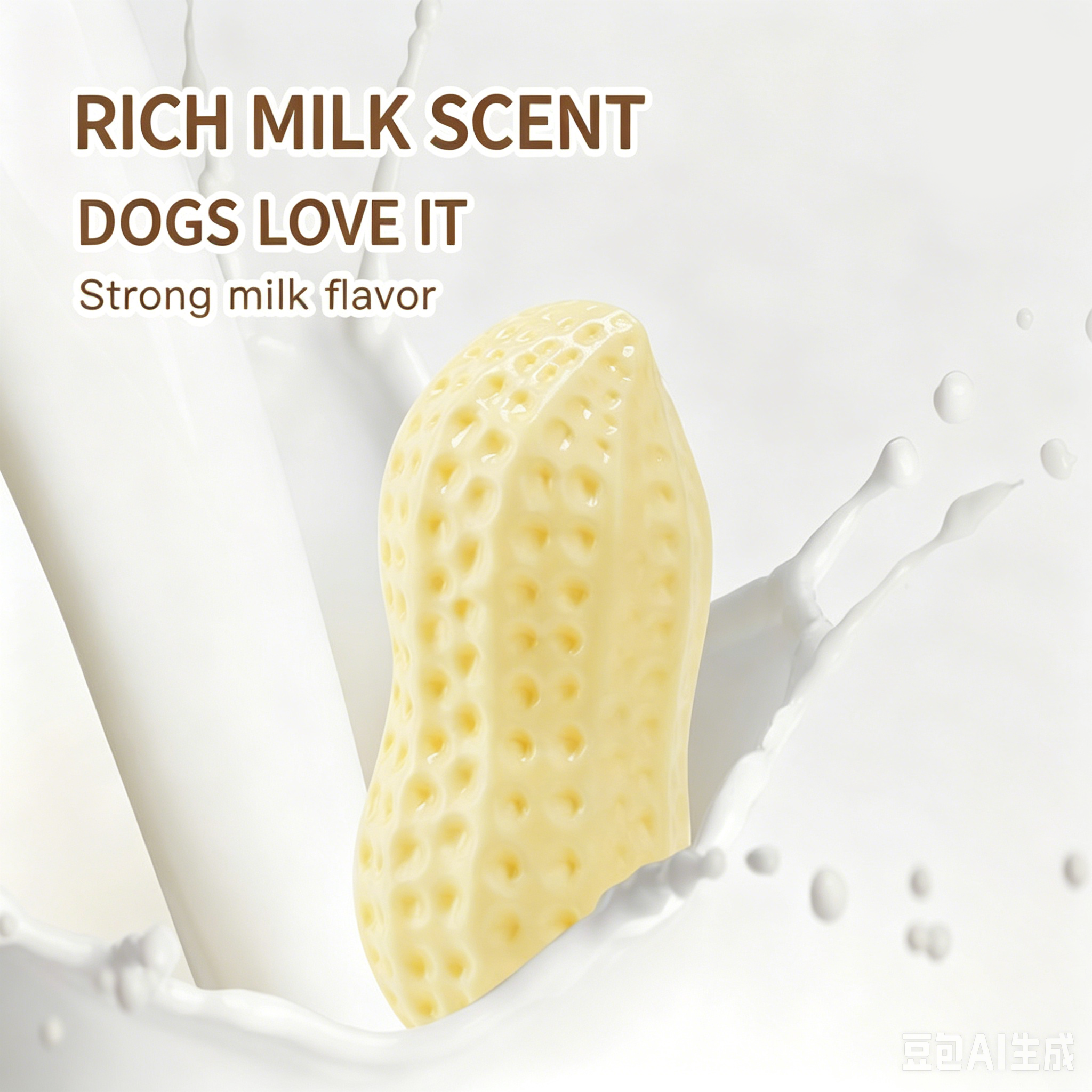 Squeaky Peanut Dog Chew Toy, Non-Toxic TPR Milk Scented Durable Teething Toy for Small Medium Large Dogs, Indestructible Textured Dental Cleaning Puppy Self Play Toy Easy to Clean