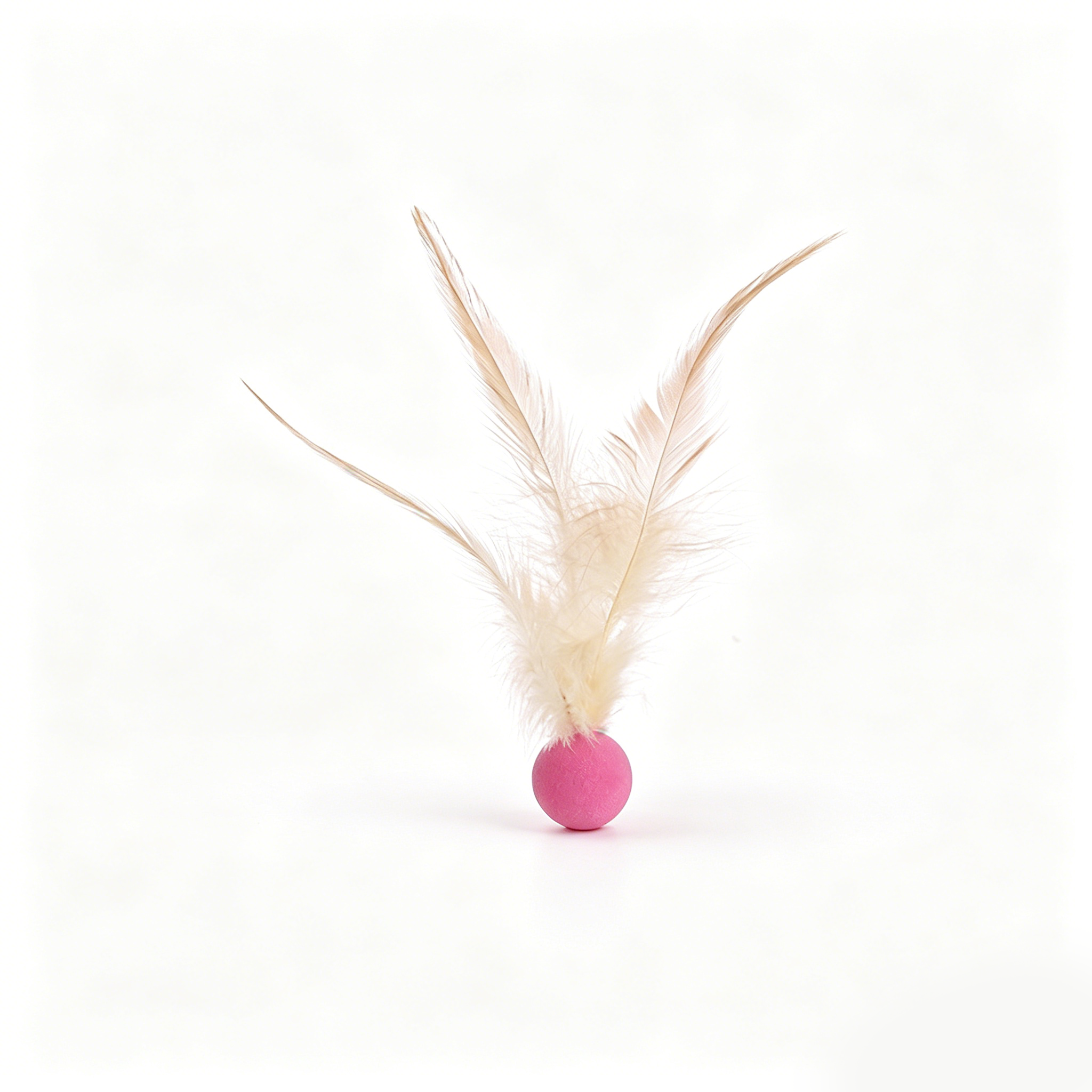 Sports Style Feather Bouncy Ball Cat Toy 4 Pack | Silent Interactive Kitten Teaser Toy