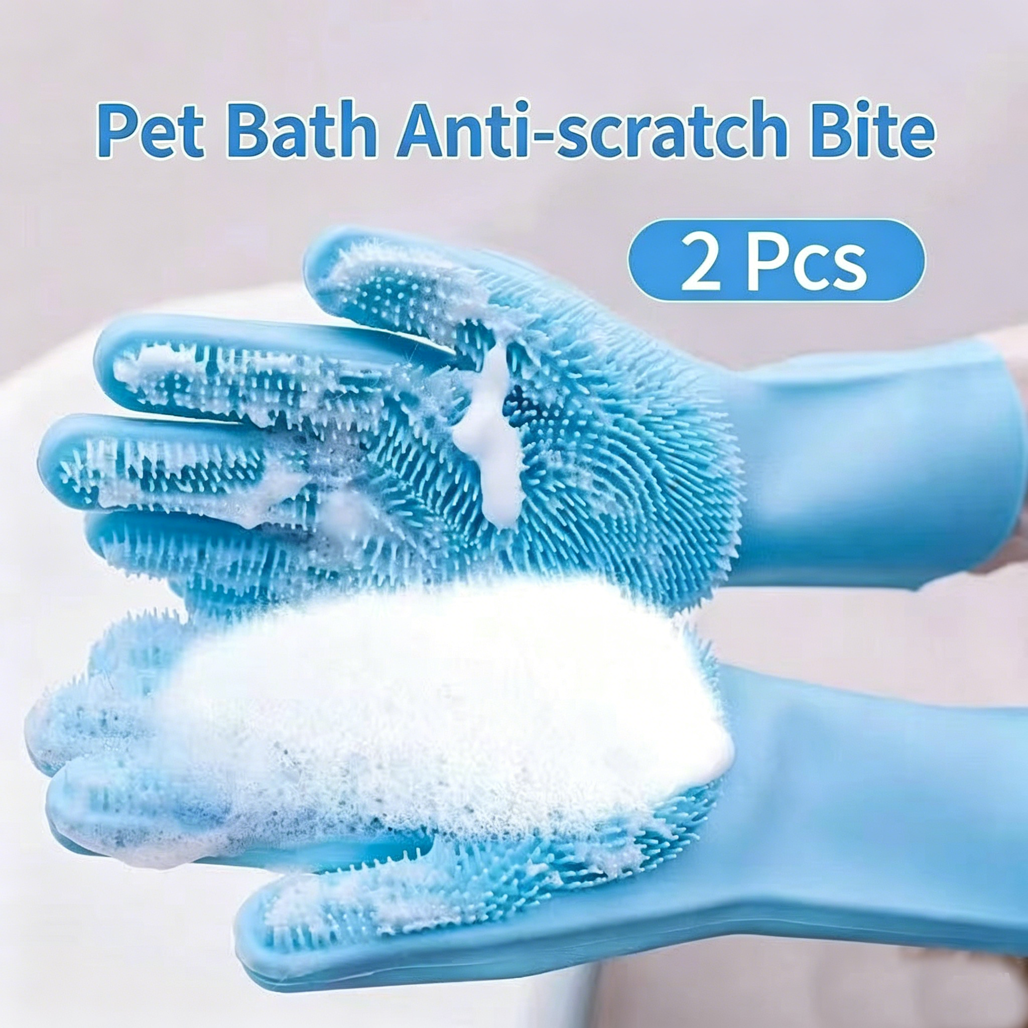 Thickened Silicone Pet Grooming Gloves 3000 Massage Bristles Dog Cat Bathing Brush Anti-Bite Anti-Scratch Hair Remover