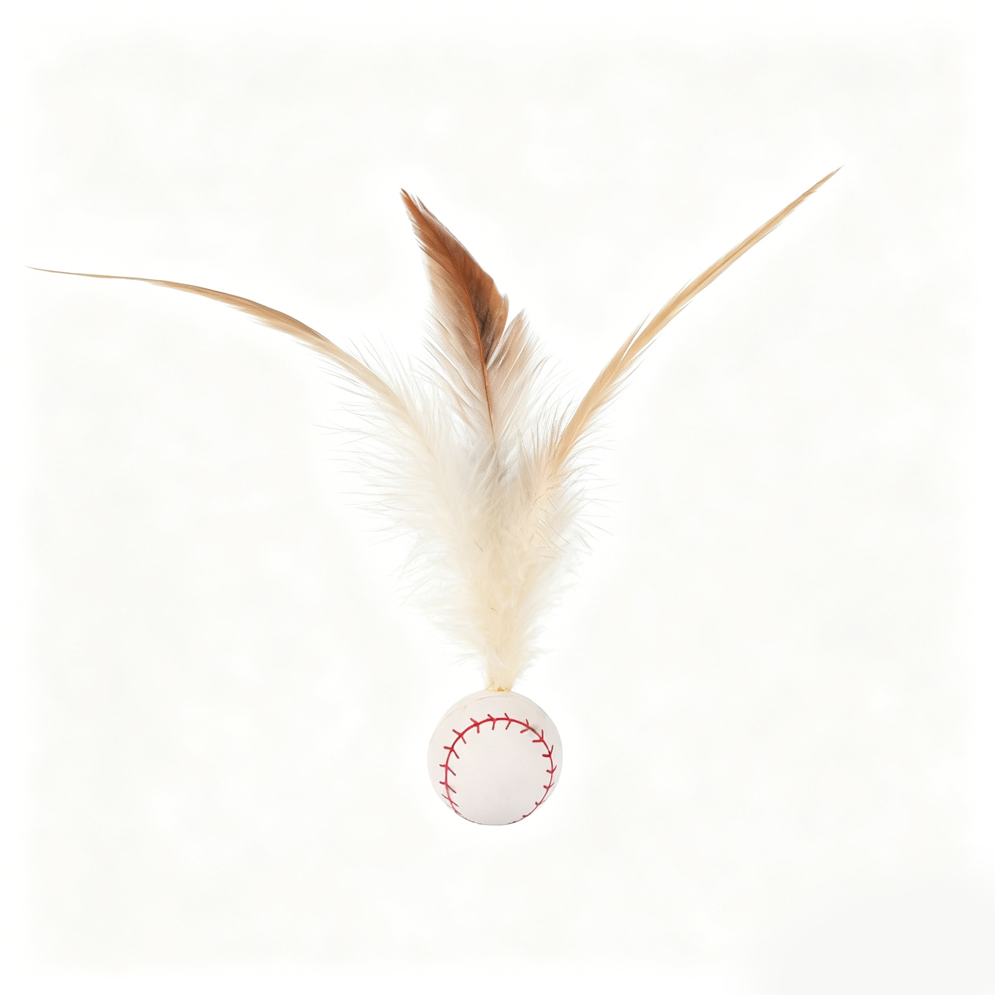 Sports Style Feather Bouncy Ball Cat Toy 4 Pack | Silent Interactive Kitten Teaser Toy