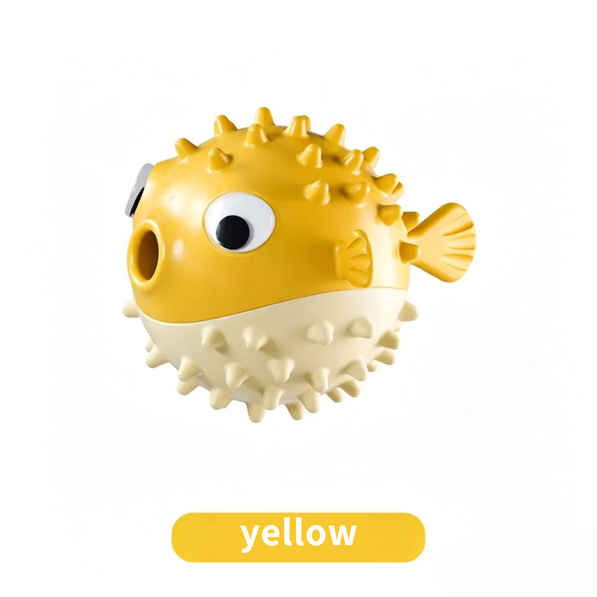 Bouncy Fish Dog Treat Dispenser Toy, Food-Grade TPR Squeaky Chew Toy, Durable Teeth Cleaning Interactive Toy for Dogs Anxiety Relief Prevent Destructive Behavior