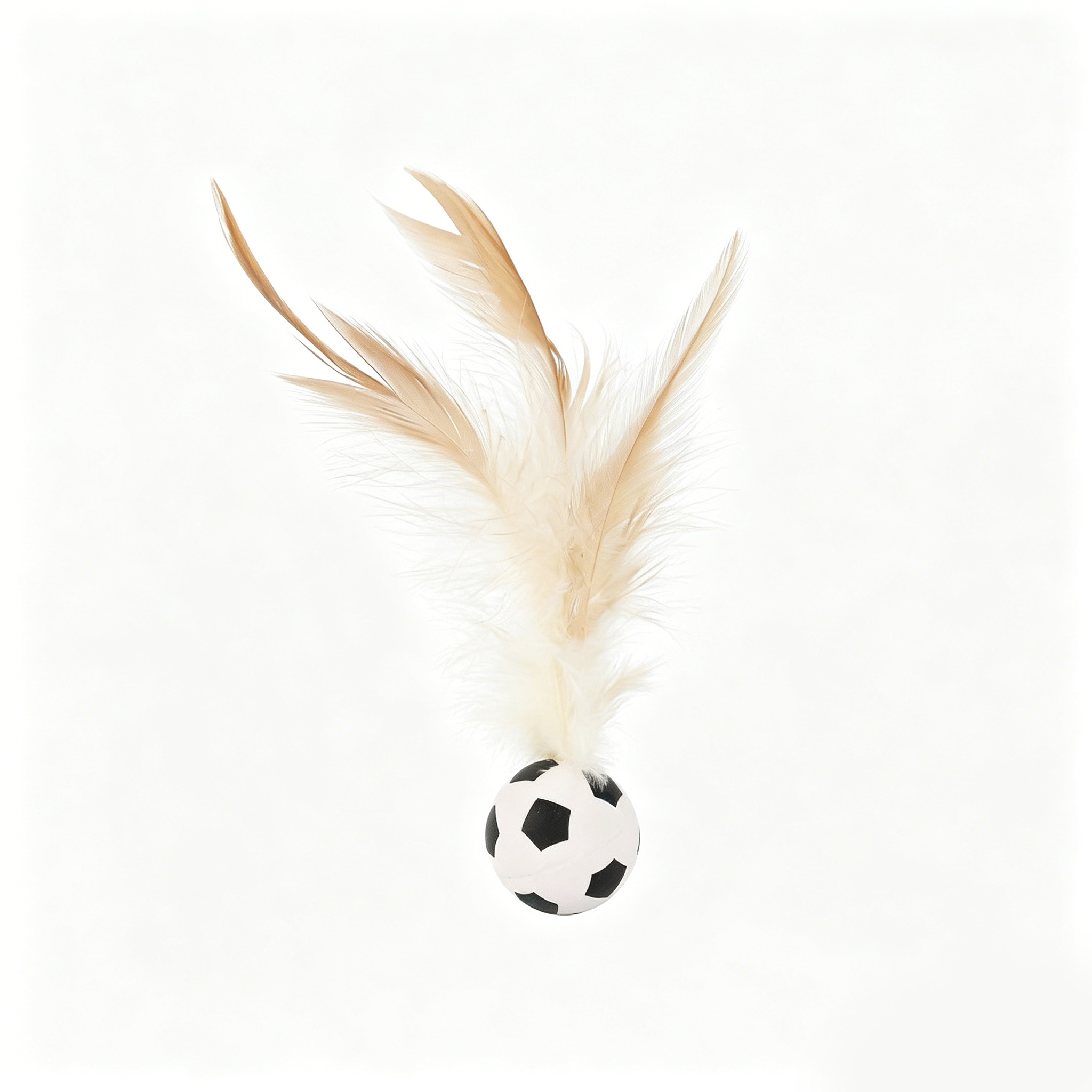 Sports Style Feather Bouncy Ball Cat Toy 4 Pack | Silent Interactive Kitten Teaser Toy