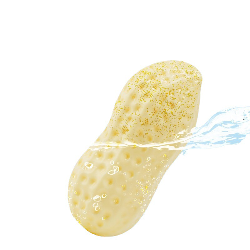 Squeaky Peanut Dog Chew Toy, Non-Toxic TPR Milk Scented Durable Teething Toy for Small Medium Large Dogs, Indestructible Textured Dental Cleaning Puppy Self Play Toy Easy to Clean
