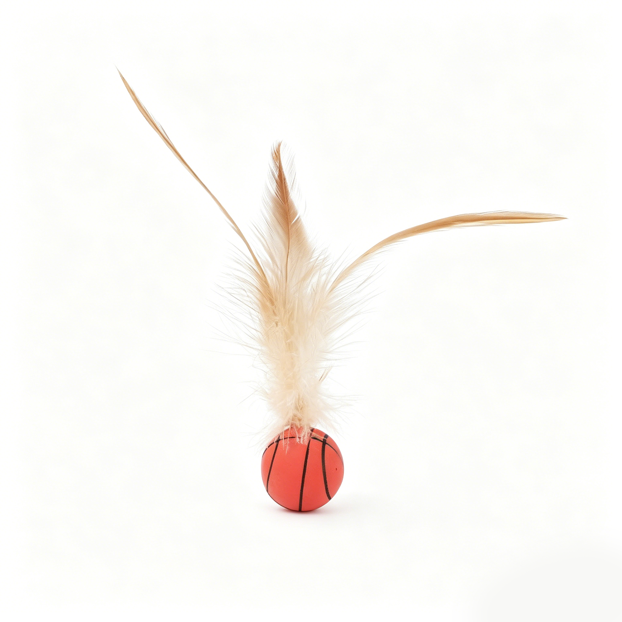 Sports Style Feather Bouncy Ball Cat Toy 4 Pack | Silent Interactive Kitten Teaser Toy