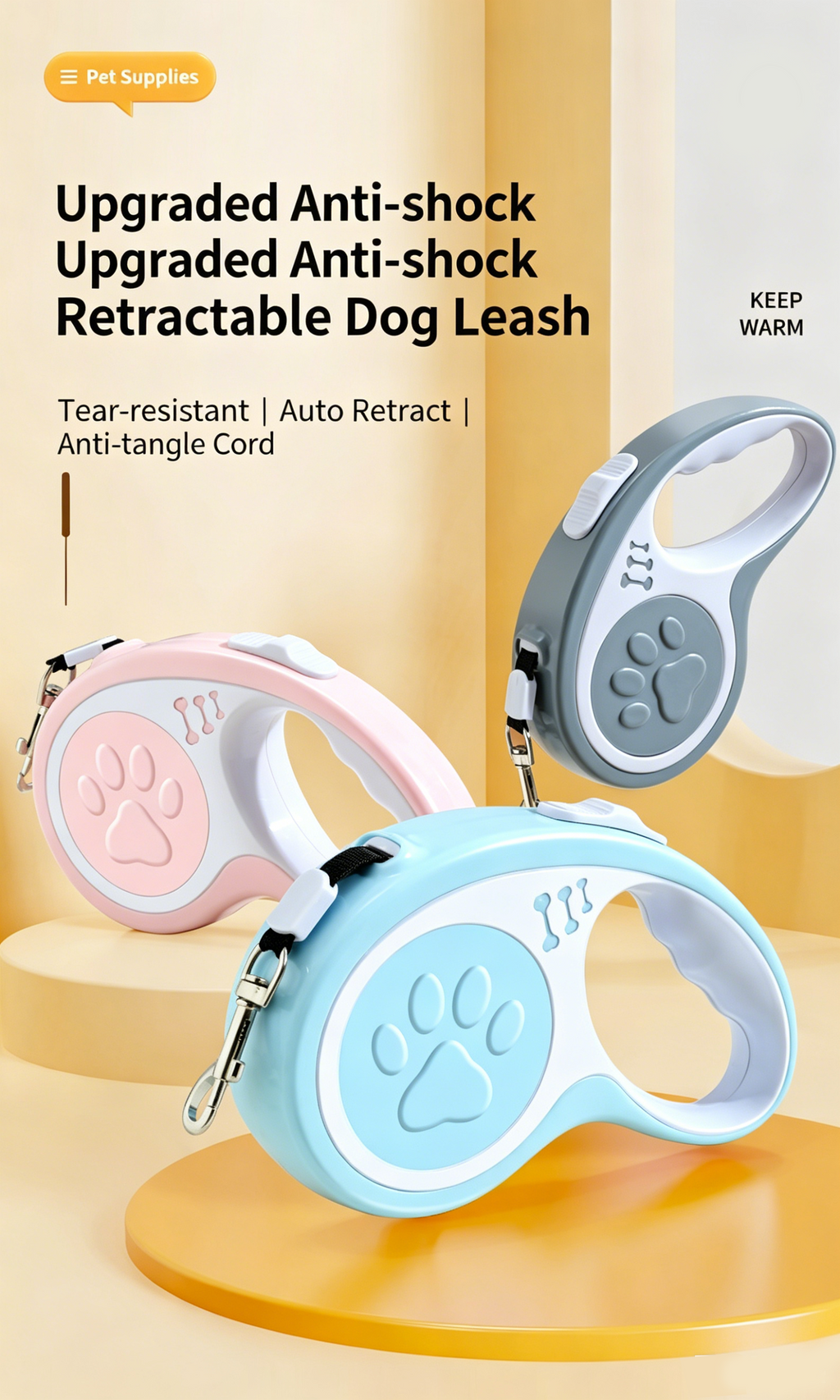 Retractable Dog Leash 16FT for Small Medium Dogs | U-Shaped Outlet 200LB Heavy Duty Nylon Rope