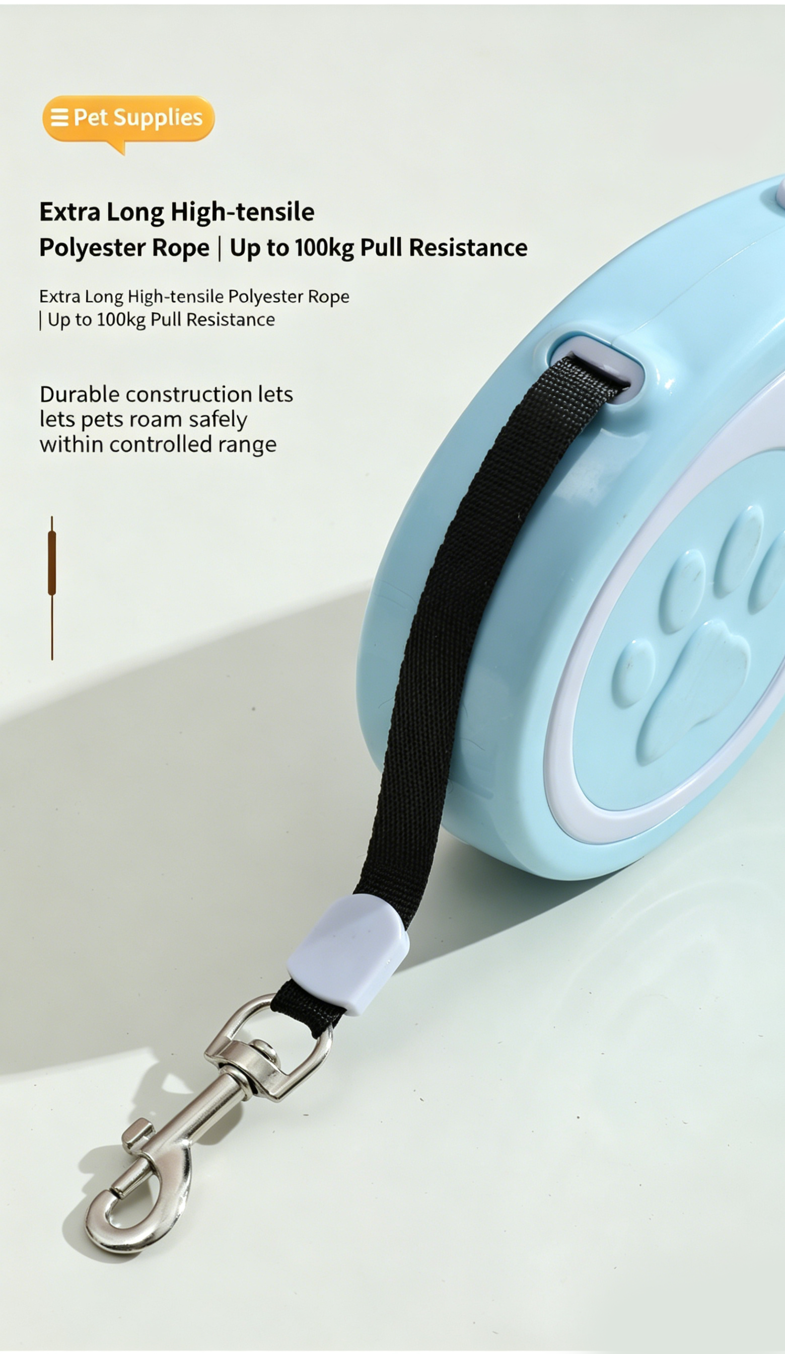 Retractable Dog Leash 16FT for Small Medium Dogs | U-Shaped Outlet 200LB Heavy Duty Nylon Rope