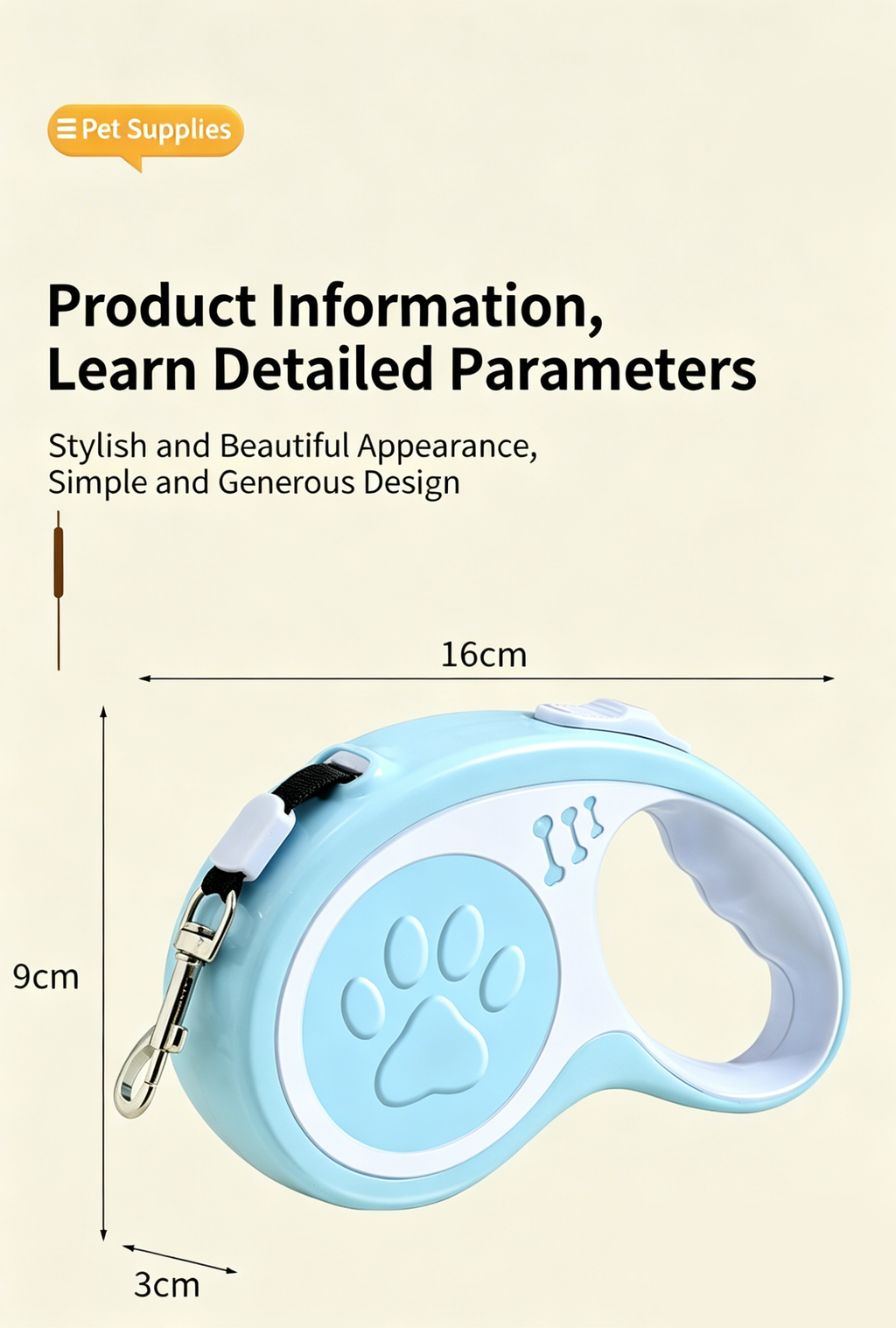 Retractable Dog Leash 16FT for Small Medium Dogs | U-Shaped Outlet 200LB Heavy Duty Nylon Rope