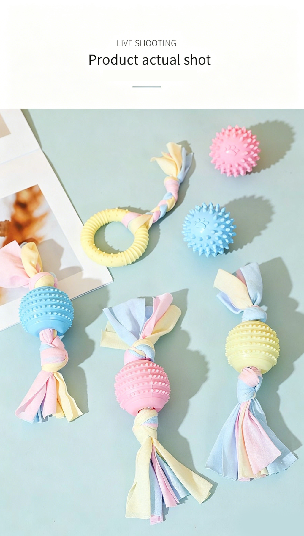 Dog TPR Chew Toys, Macaron Color Teething Sticks with Various Shapes, Bite Resistant Interactive Toys for Puppy Dental Care