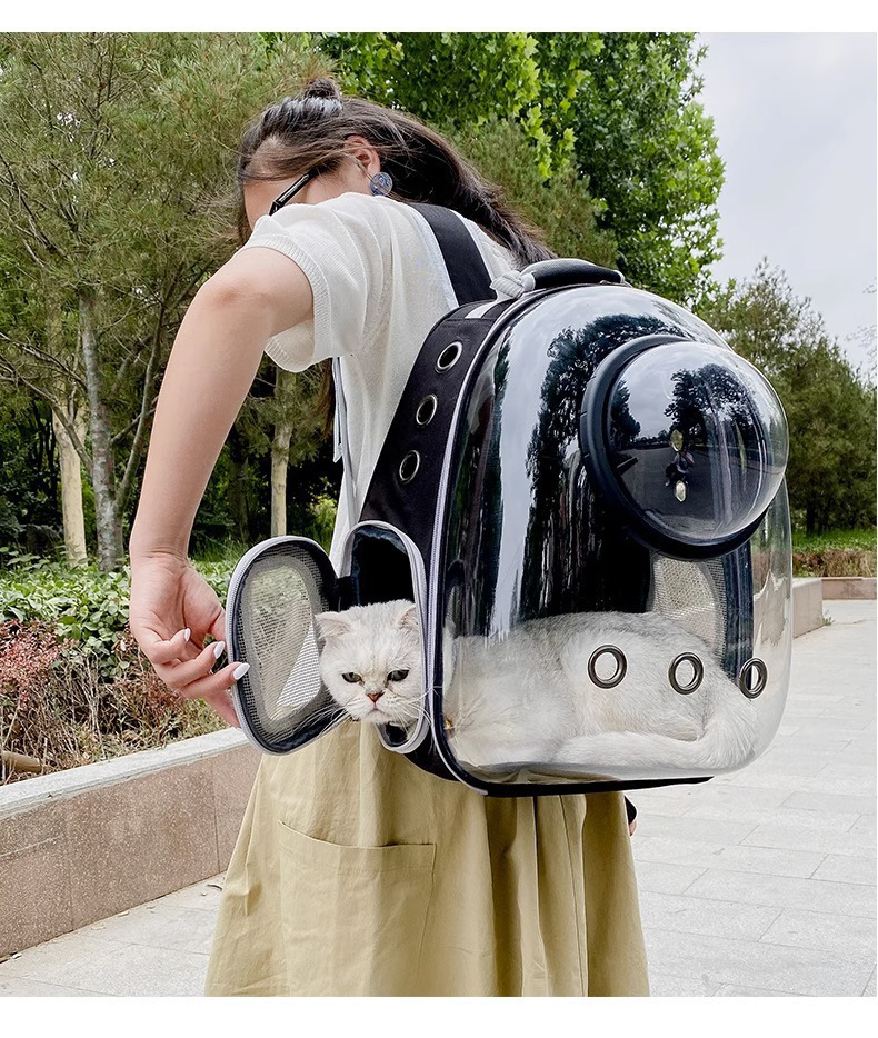 Semi Shaded Privacy Clear Cat Space Backpack | Breathable Pet Travel Carrier for Small Cats