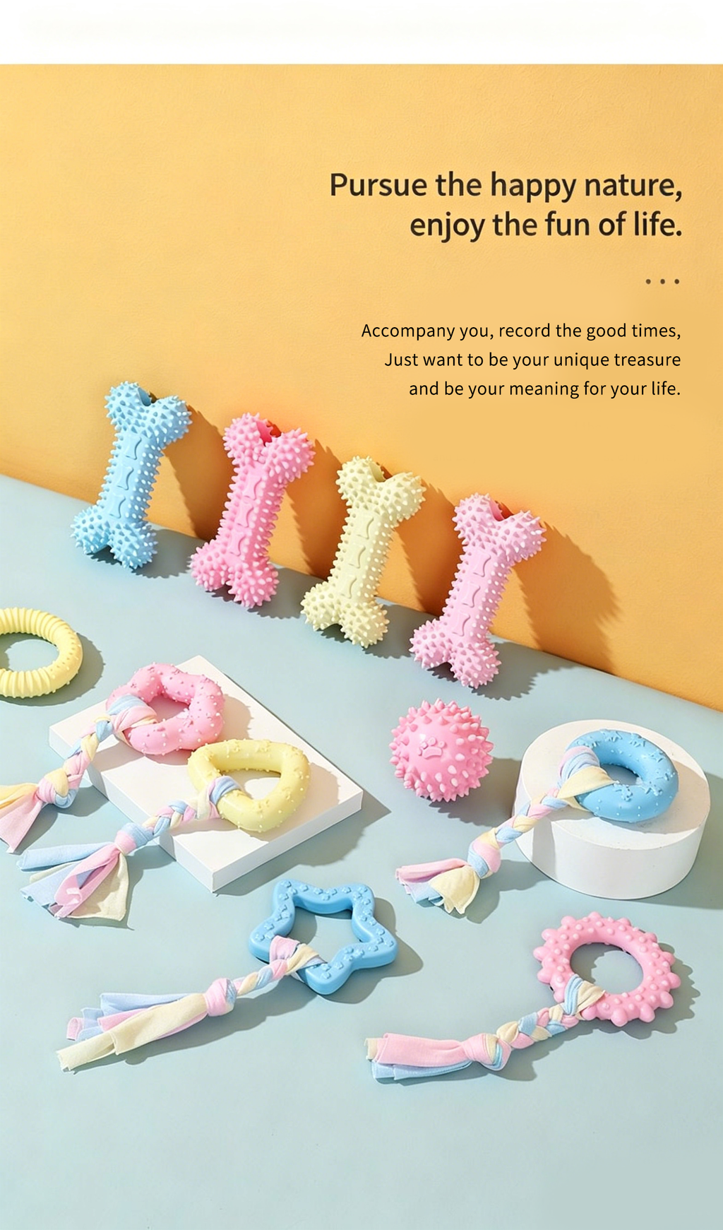 Dog TPR Chew Toys, Macaron Color Teething Sticks with Various Shapes, Bite Resistant Interactive Toys for Puppy Dental Care