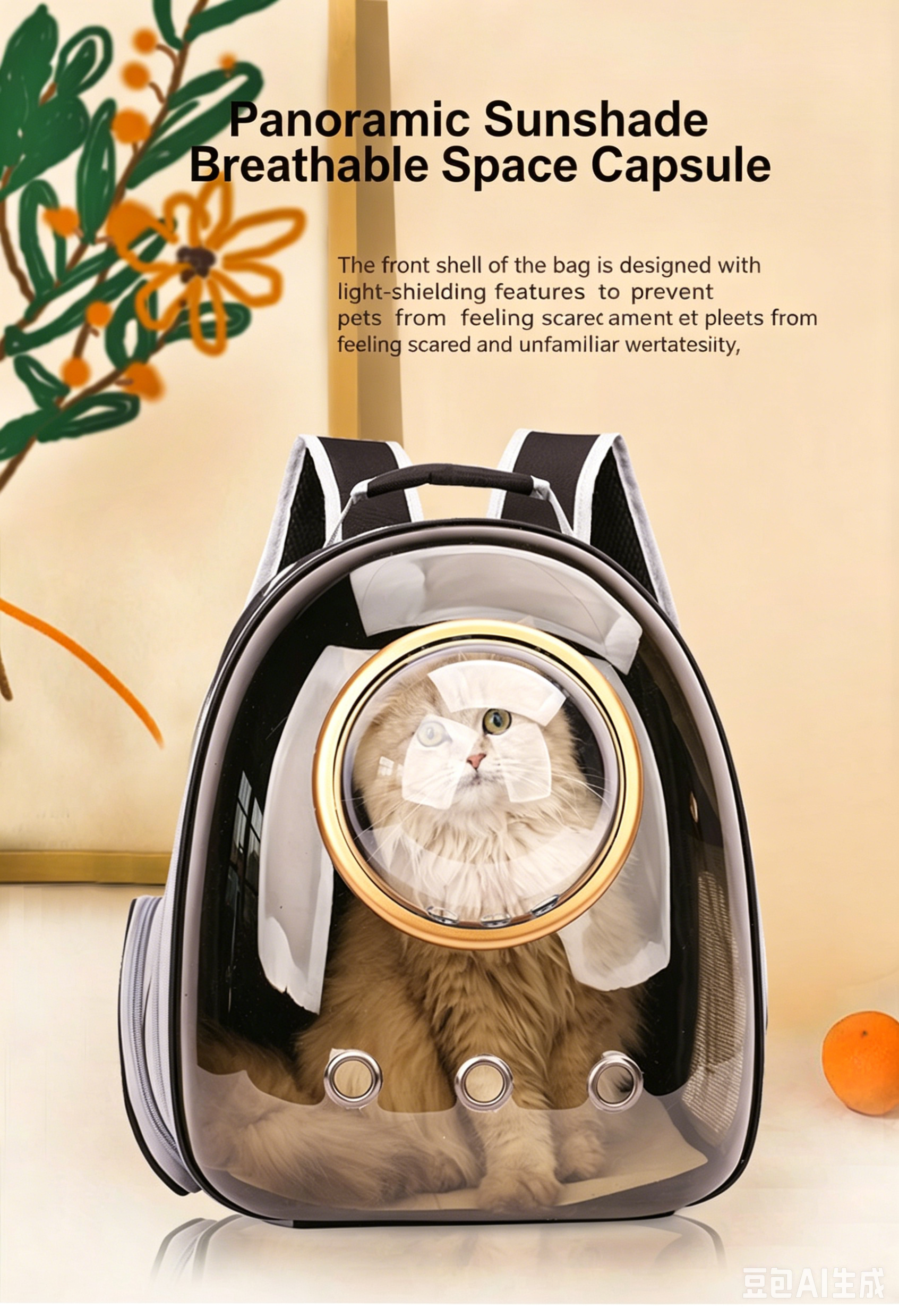 Semi Shaded Privacy Clear Cat Space Backpack | Breathable Pet Travel Carrier for Small Cats