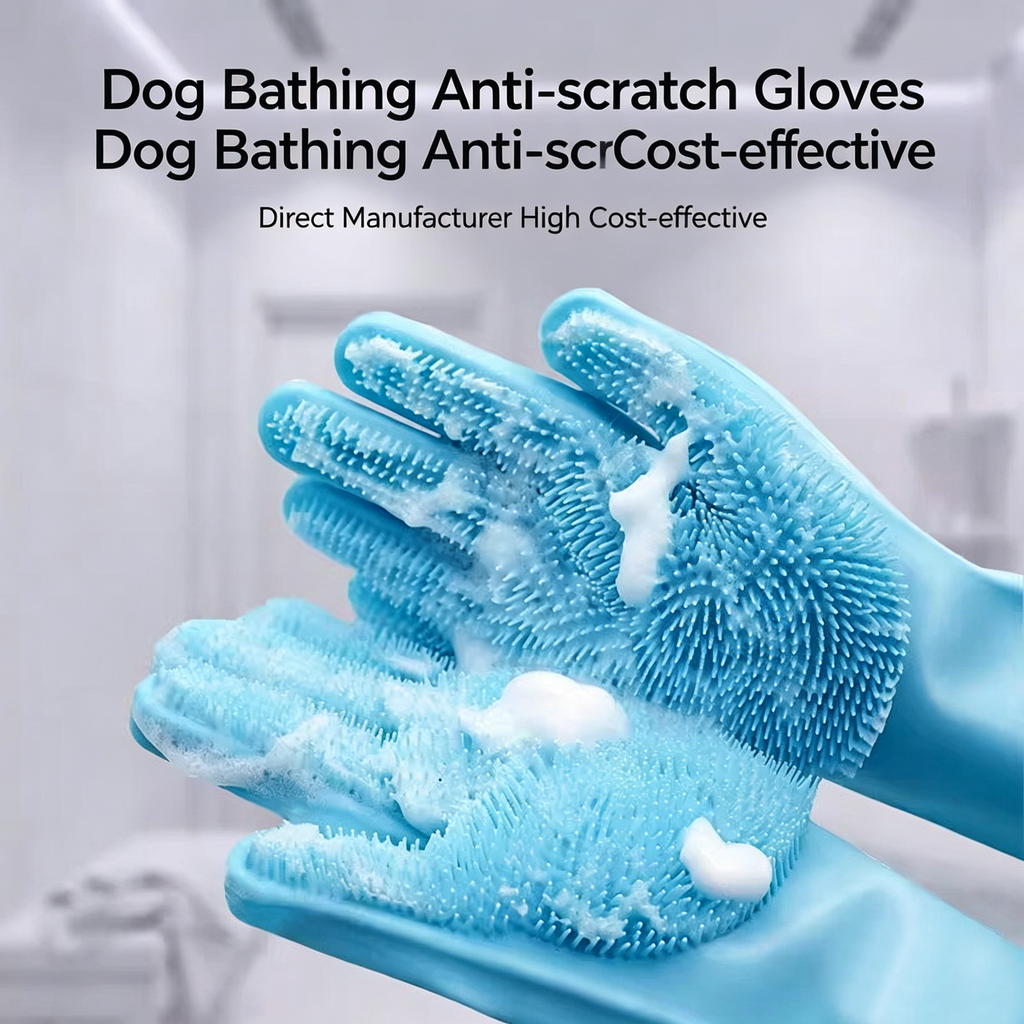 Thickened Silicone Pet Grooming Gloves 3000 Massage Bristles Dog Cat Bathing Brush Anti-Bite Anti-Scratch Hair Remover