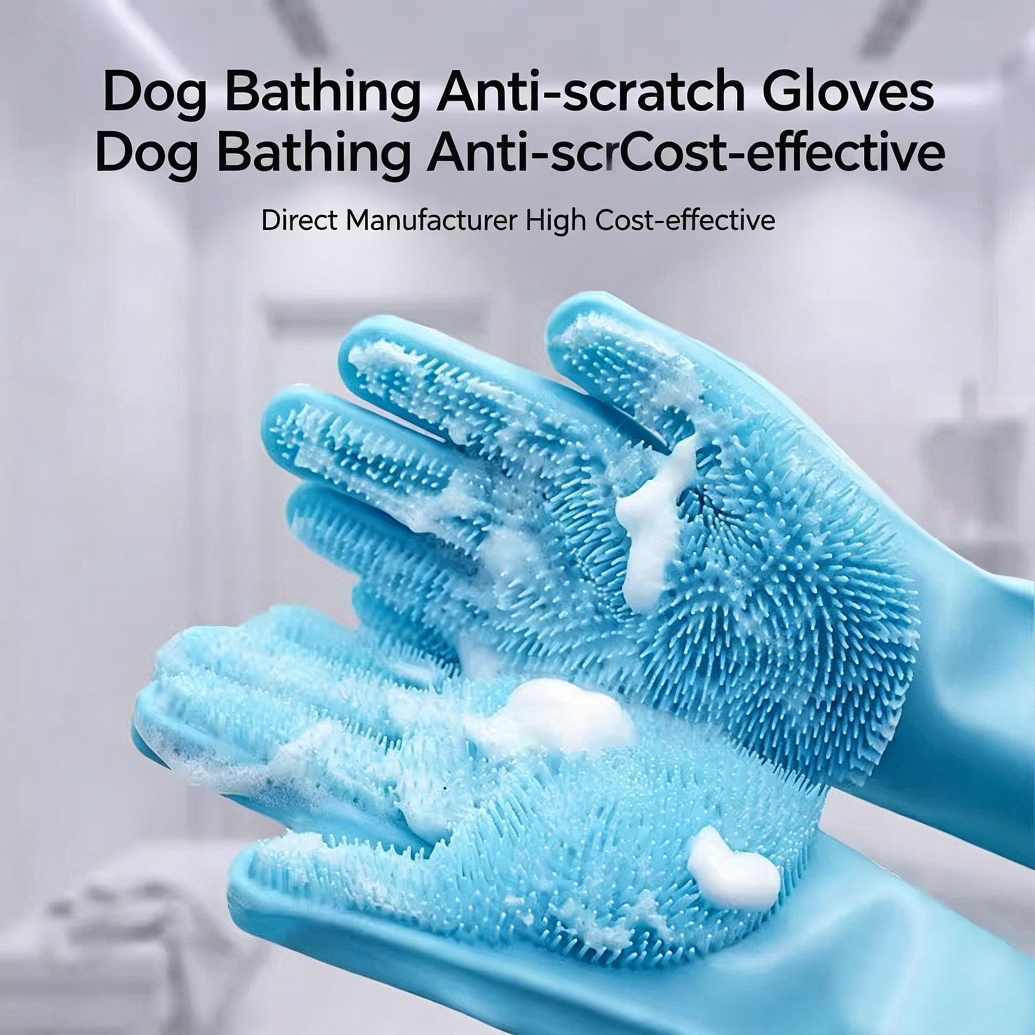 Thickened Silicone Pet Grooming Gloves 3000 Massage Bristles Dog Cat Bathing Brush Anti-Bite Anti-Scratch Hair Remover