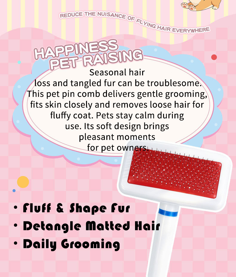 Steel Pin Pet Grooming Comb Gentle Hair Remover for Cats Small Dogs