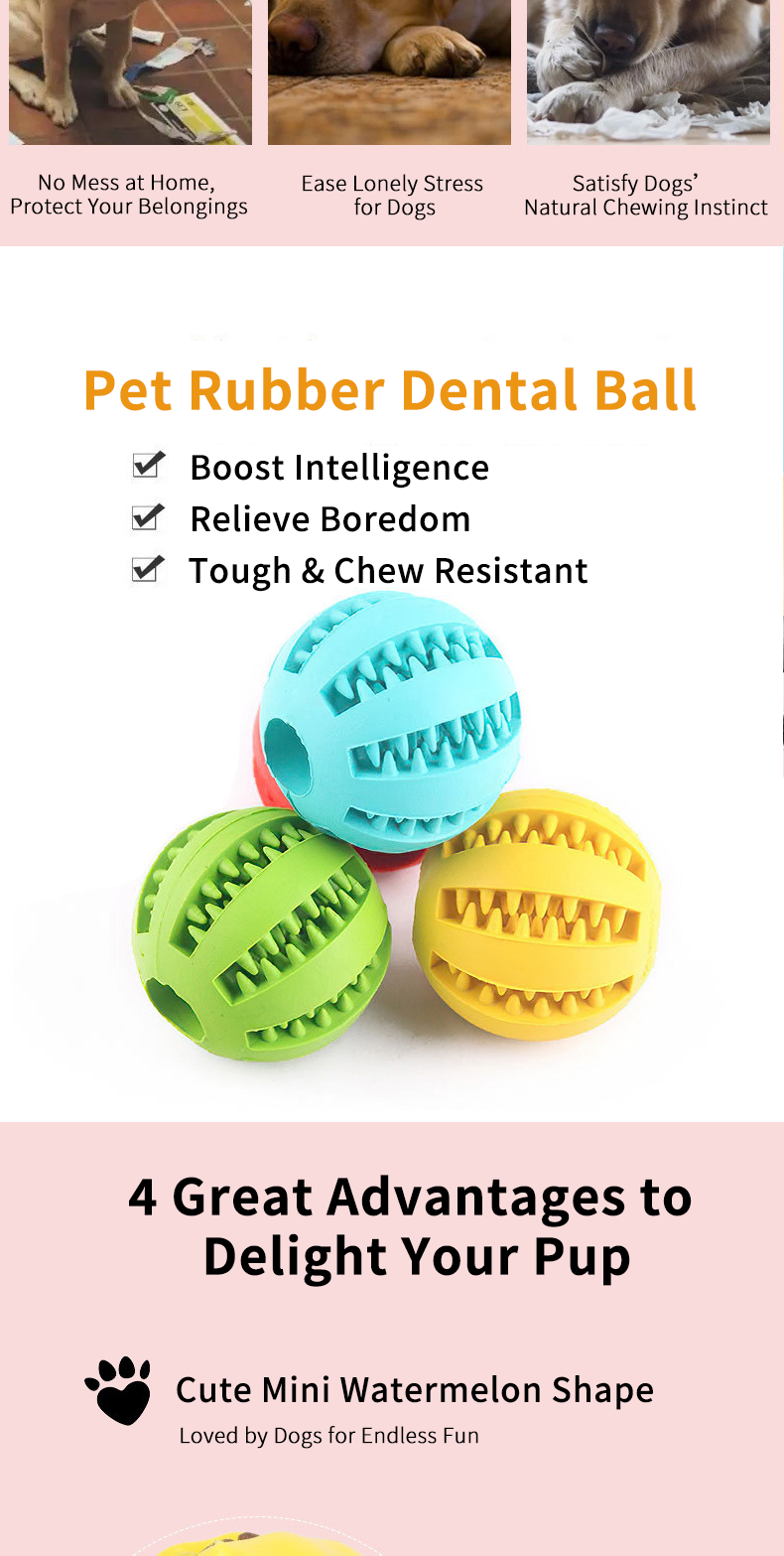 Watermelon TPR Treat Dispensing Ball, Pet Teeth Grinding Chew Toy for Dogs & Cats, Slow Feeder Enrichment Toy for Boredom Relief