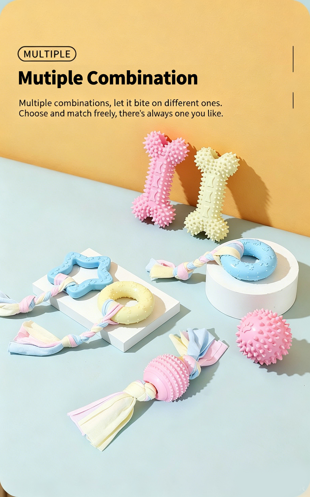 Dog TPR Chew Toys, Macaron Color Teething Sticks with Various Shapes, Bite Resistant Interactive Toys for Puppy Dental Care