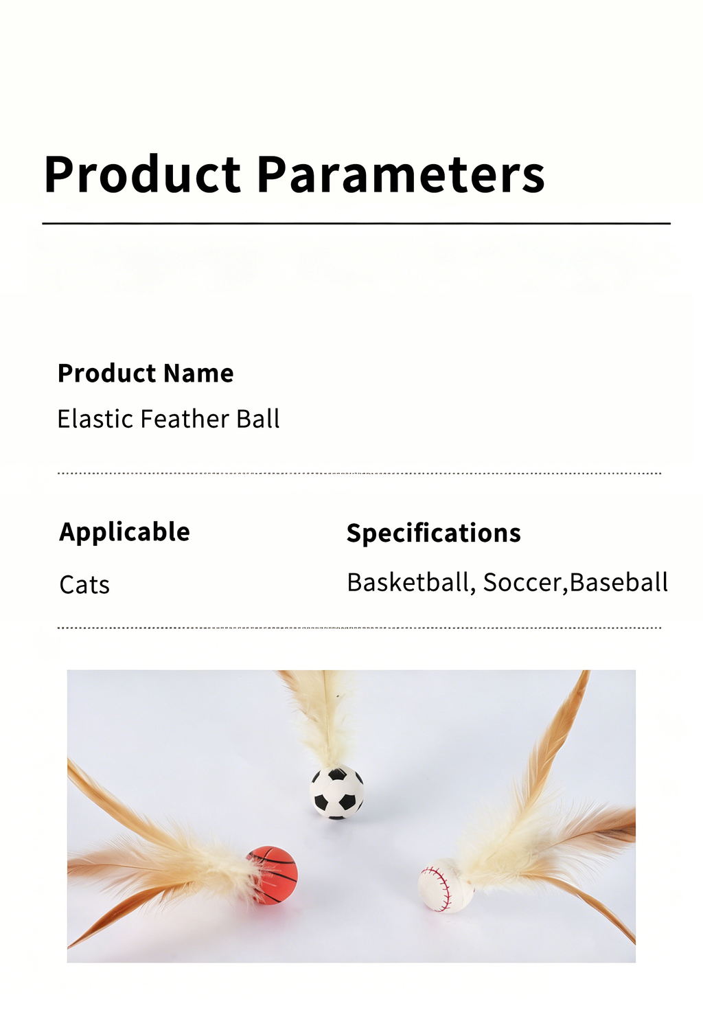 Sports Style Feather Bouncy Ball Cat Toy 4 Pack | Silent Interactive Kitten Teaser Toy