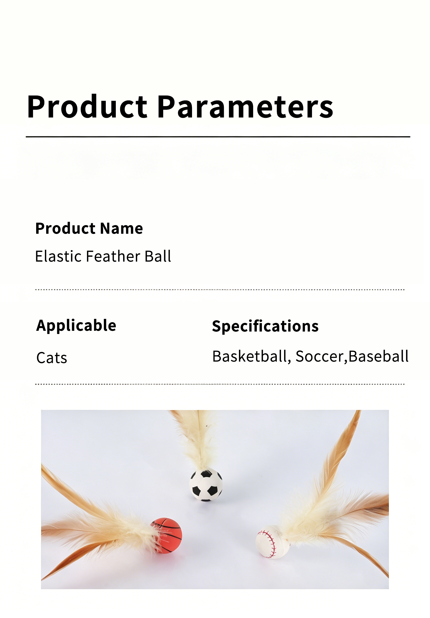 Sports Style Feather Bouncy Ball Cat Toy 4 Pack | Silent Interactive Kitten Teaser Toy