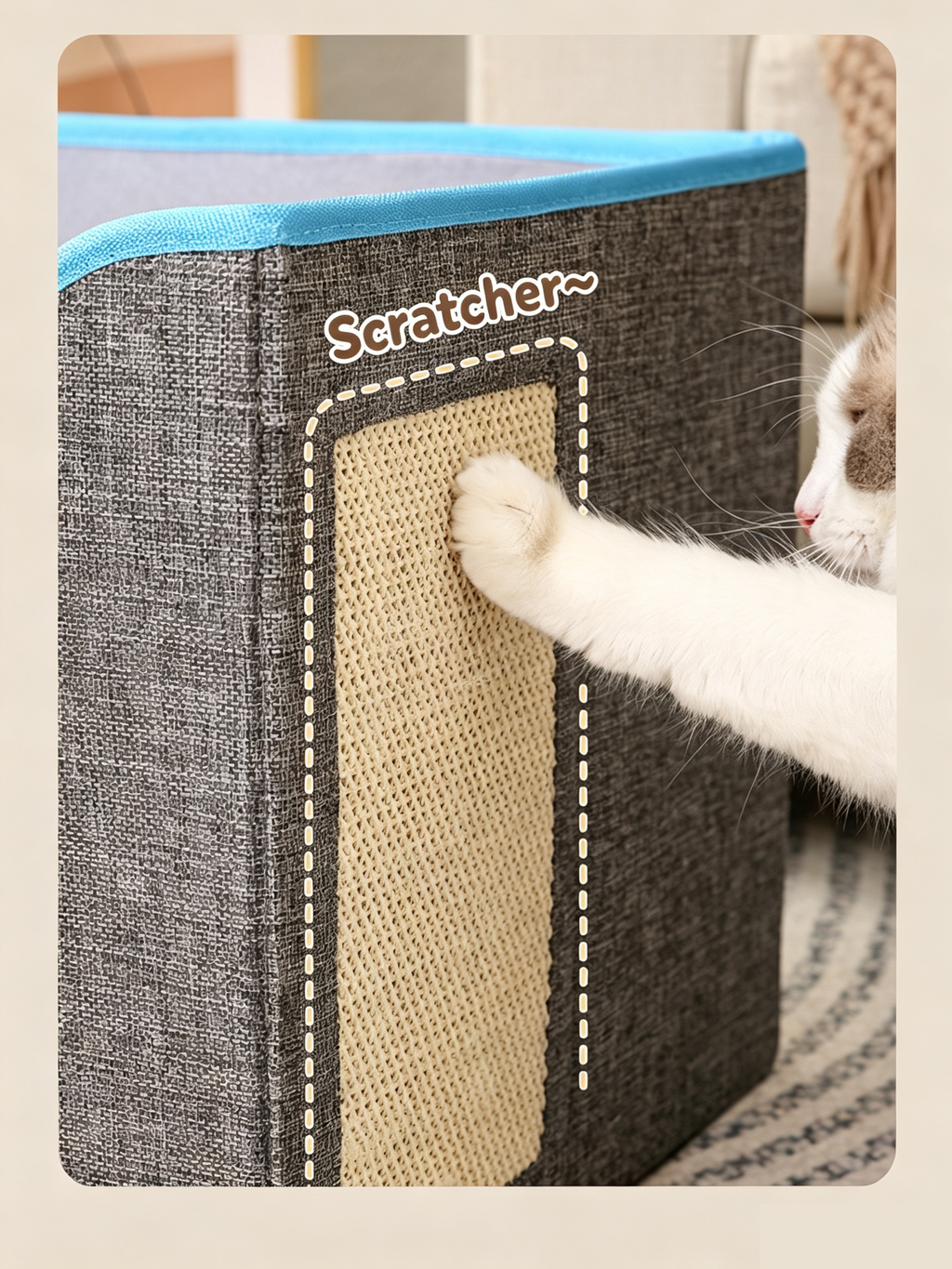 2-Tier Foldable Cat House with Sisal Scratcher, All Season Washable Cat Cube Bed