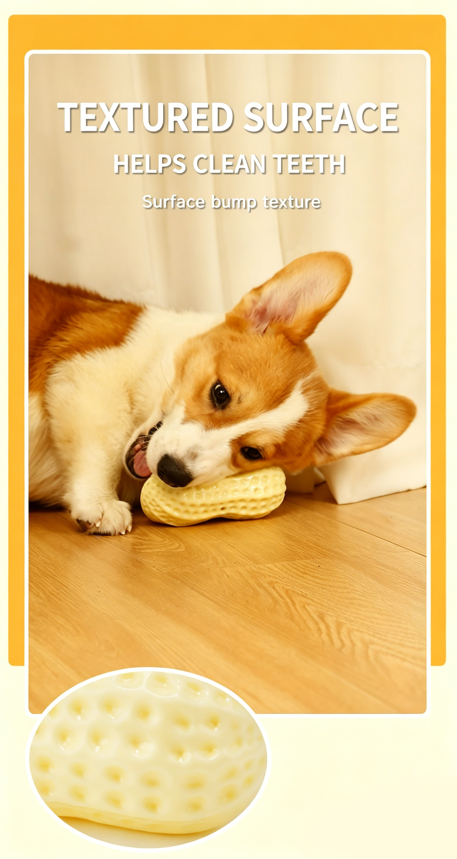 Squeaky Peanut Dog Chew Toy, Non-Toxic TPR Milk Scented Durable Teething Toy for Small Medium Large Dogs, Indestructible Textured Dental Cleaning Puppy Self Play Toy Easy to Clean
