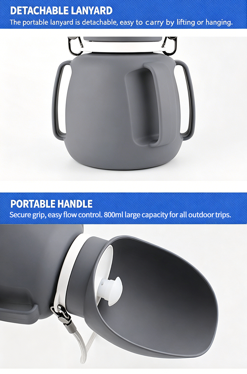 Foldable Silicone Pet Water Bottle | 800ml Leak Proof Portable Dog Water Dispenser for Outdoor Travel 