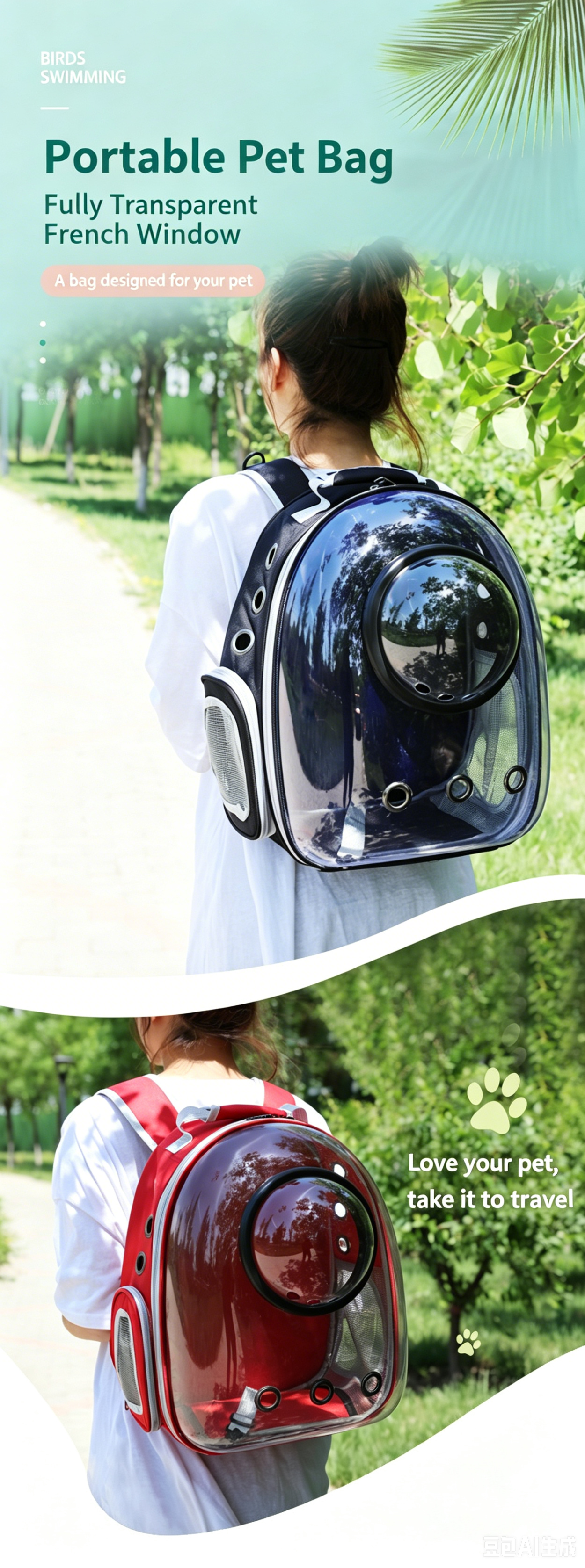 Semi Shaded Privacy Clear Cat Space Backpack | Breathable Pet Travel Carrier for Small Cats