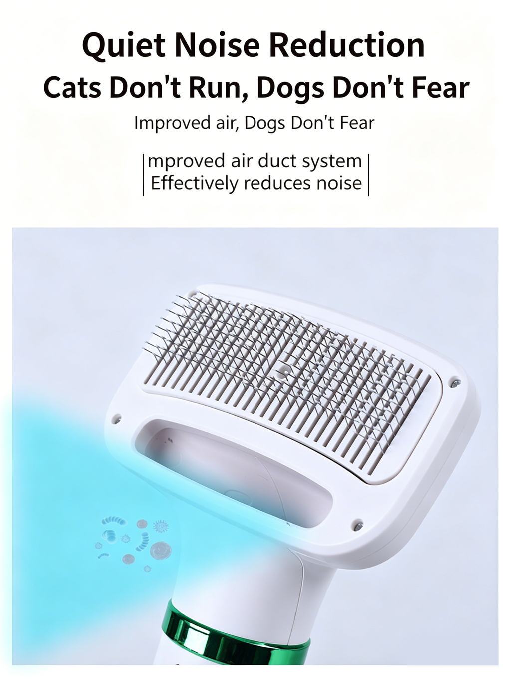Pet Hair Dryer Brush 2-in-1 Hot Air Comb 300W Silent Fast Drying Dog Cat Grooming Brush 3 Speed Adjustable Floating Hair Remover 110-230V Multi-Plug EU US UK AU JP Plug