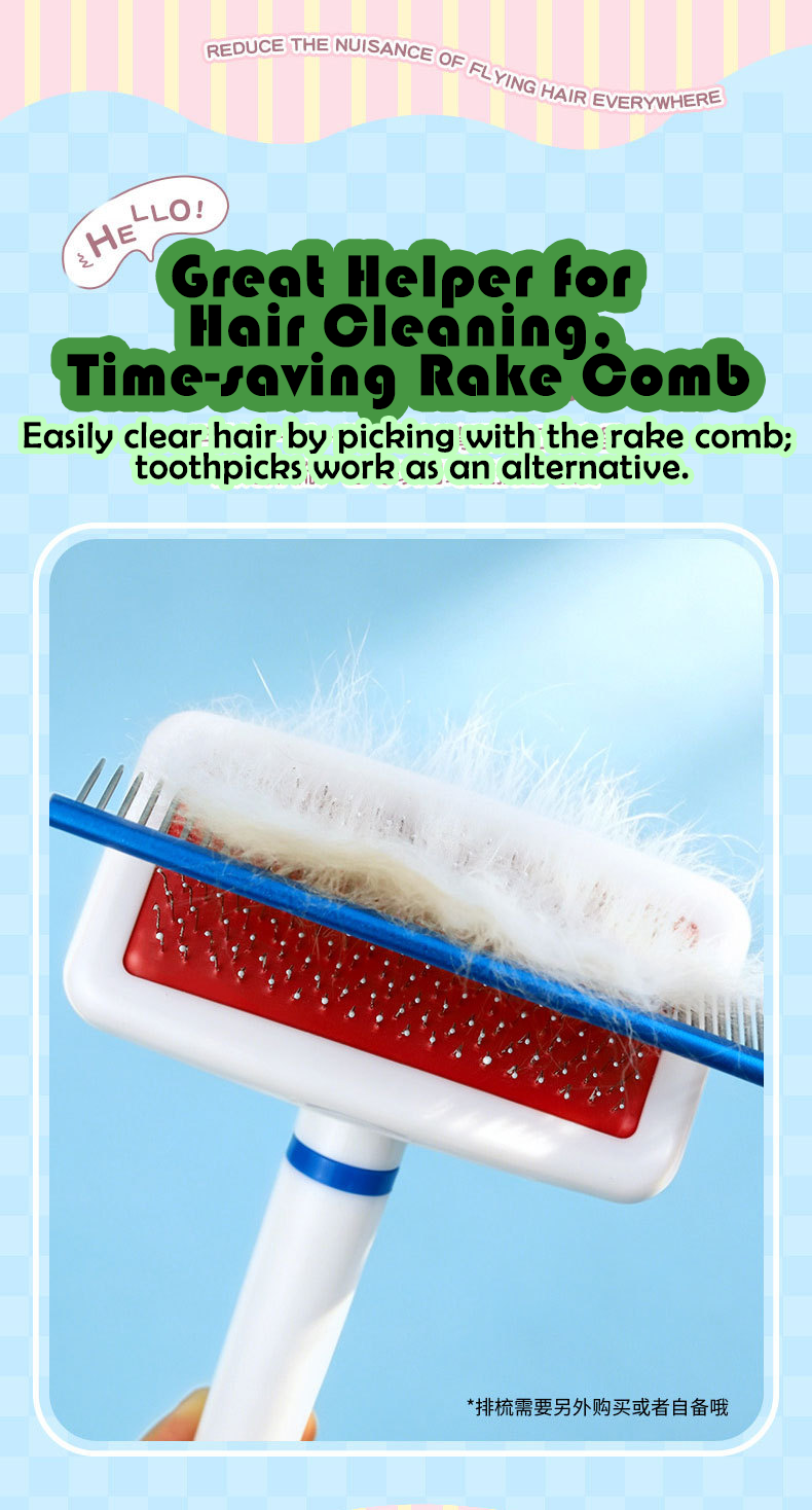 Steel Pin Pet Grooming Comb Gentle Hair Remover for Cats Small Dogs