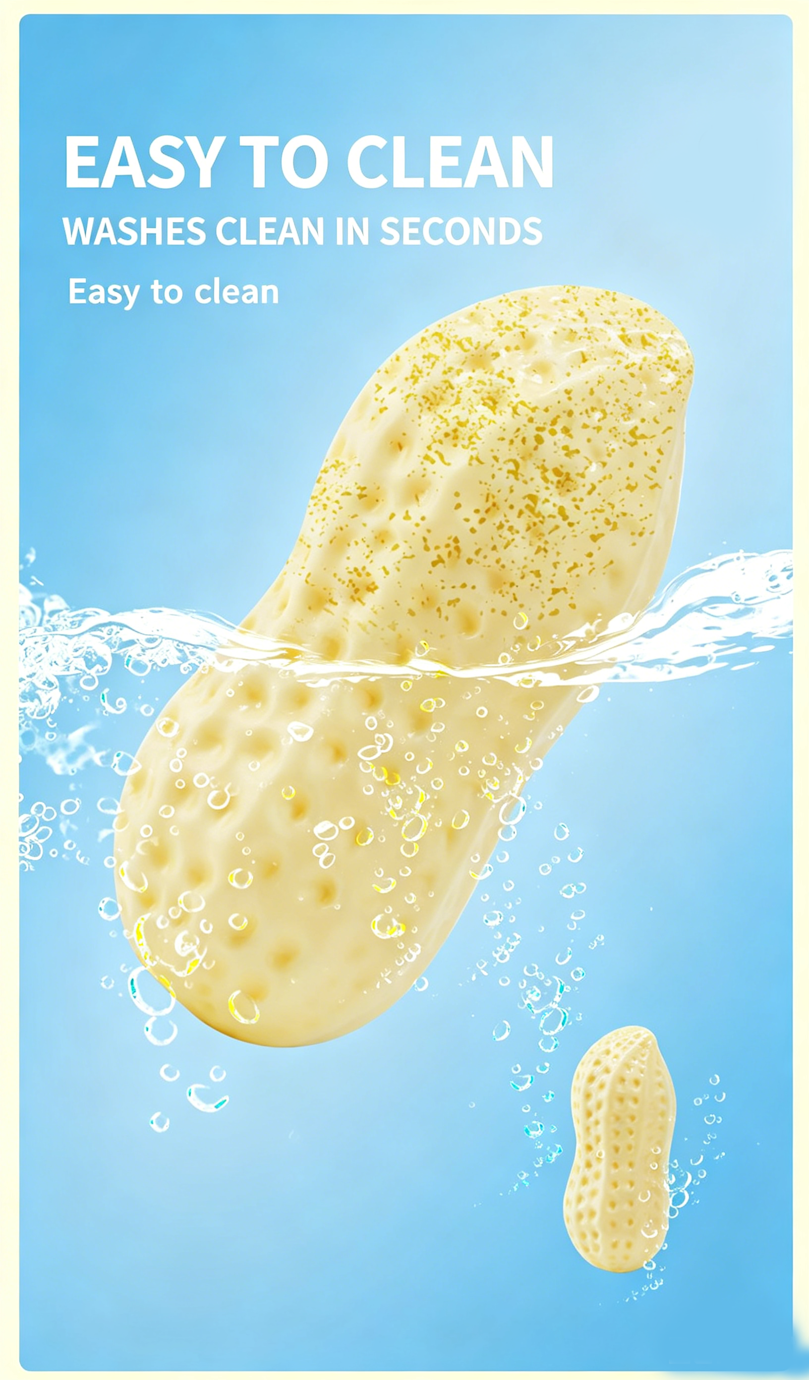 Squeaky Peanut Dog Chew Toy, Non-Toxic TPR Milk Scented Durable Teething Toy for Small Medium Large Dogs, Indestructible Textured Dental Cleaning Puppy Self Play Toy Easy to Clean