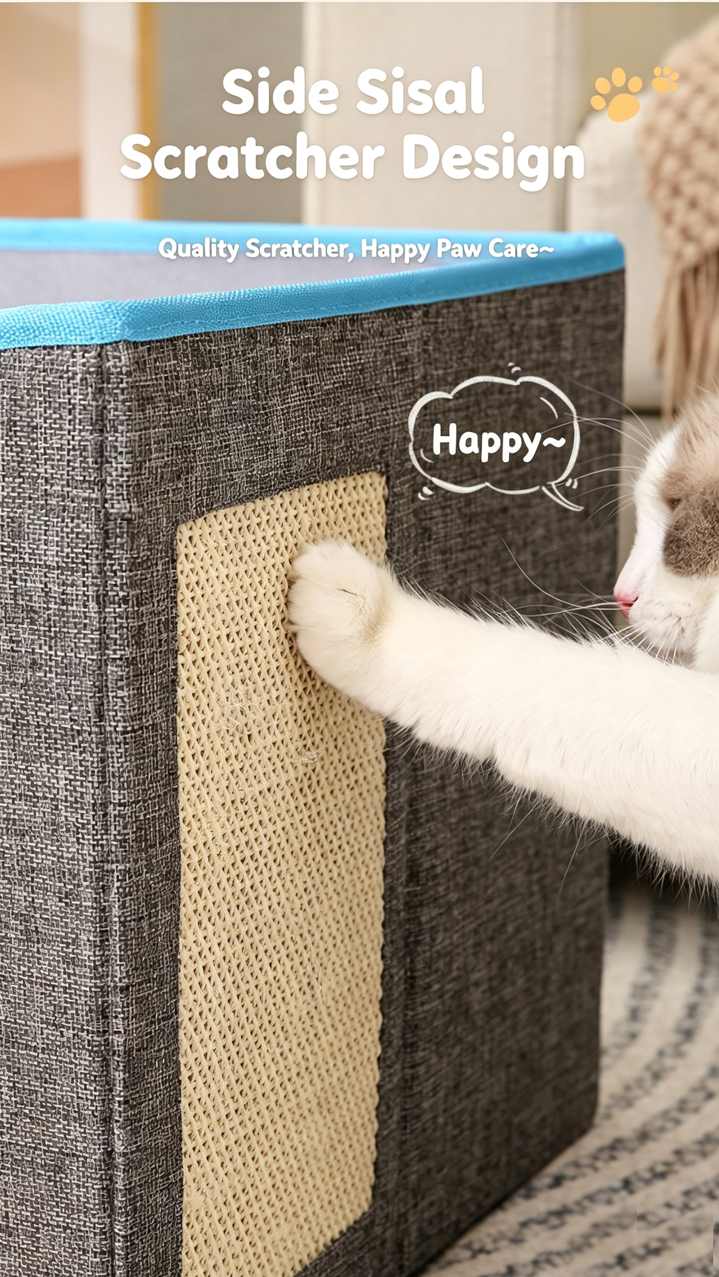 2-Tier Foldable Cat House with Sisal Scratcher, All Season Washable Cat Cube Bed