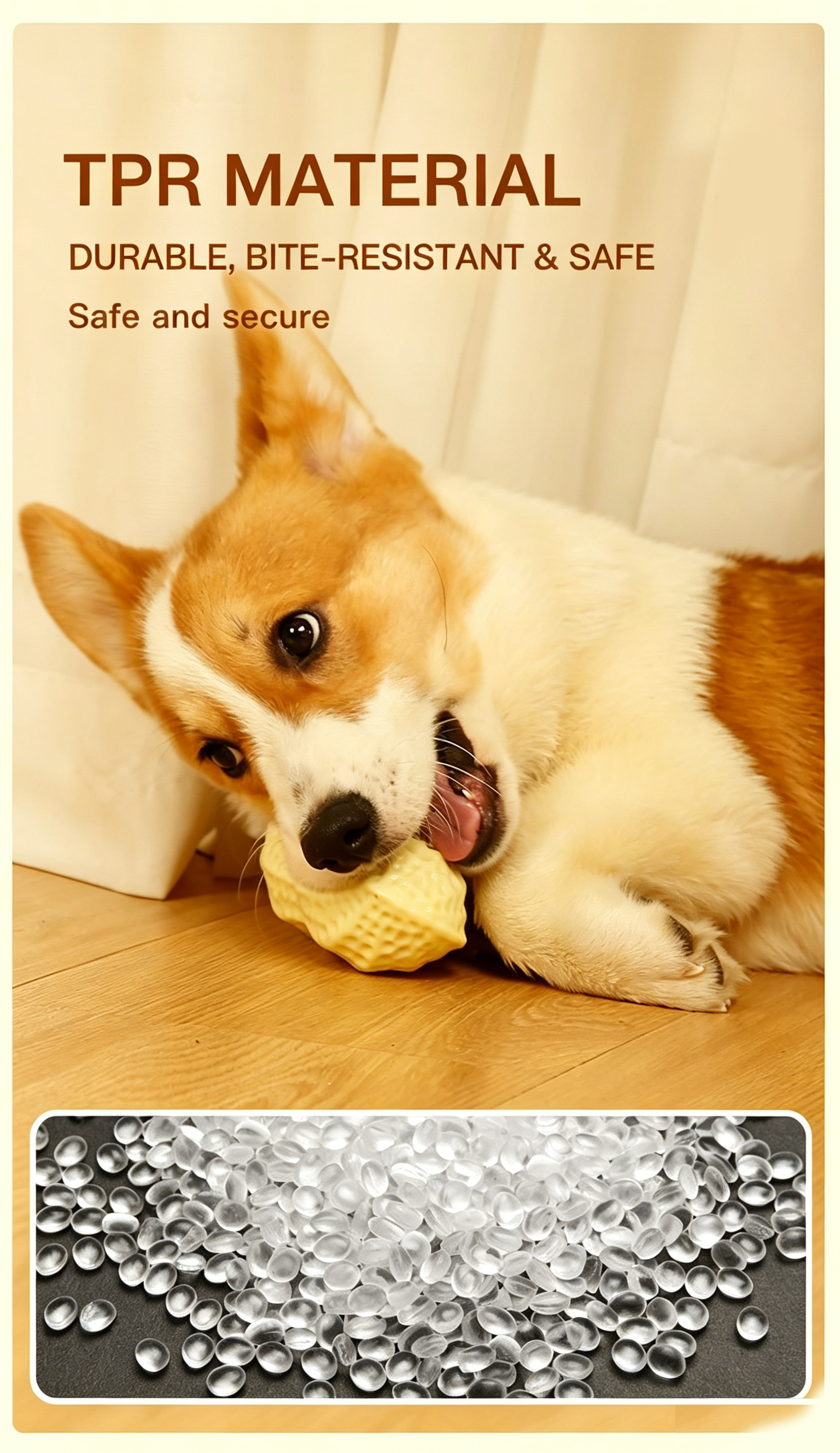 Squeaky Peanut Dog Chew Toy, Non-Toxic TPR Milk Scented Durable Teething Toy for Small Medium Large Dogs, Indestructible Textured Dental Cleaning Puppy Self Play Toy Easy to Clean