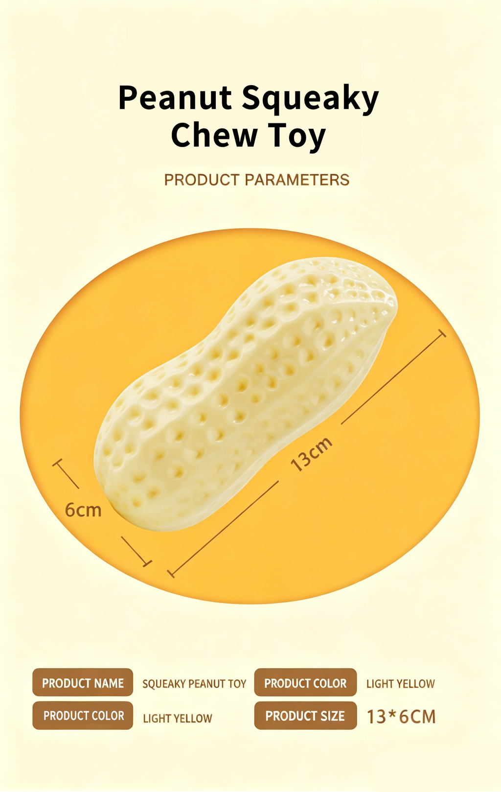 Squeaky Peanut Dog Chew Toy, Non-Toxic TPR Milk Scented Durable Teething Toy for Small Medium Large Dogs, Indestructible Textured Dental Cleaning Puppy Self Play Toy Easy to Clean