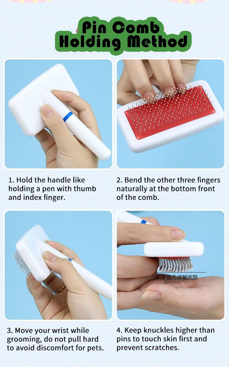 Steel Pin Pet Grooming Comb Gentle Hair Remover for Cats Small Dogs