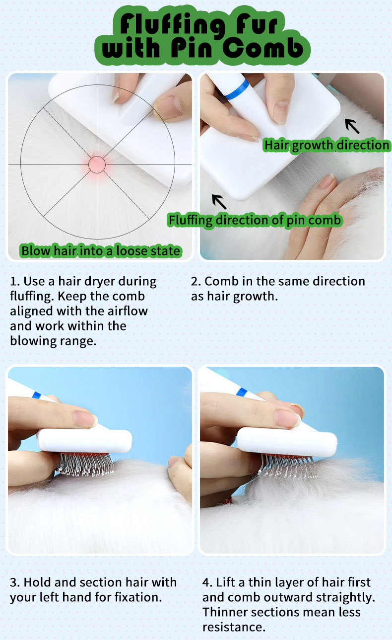Steel Pin Pet Grooming Comb Gentle Hair Remover for Cats Small Dogs