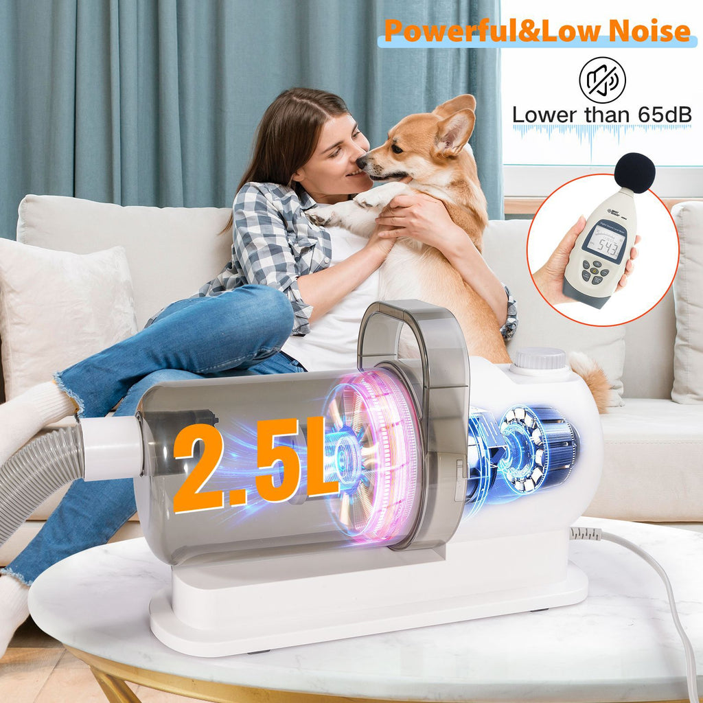 All-in-One Pet Grooming Vacuum Kit | Low Noise 99% Hair Suction with 12 Attachments