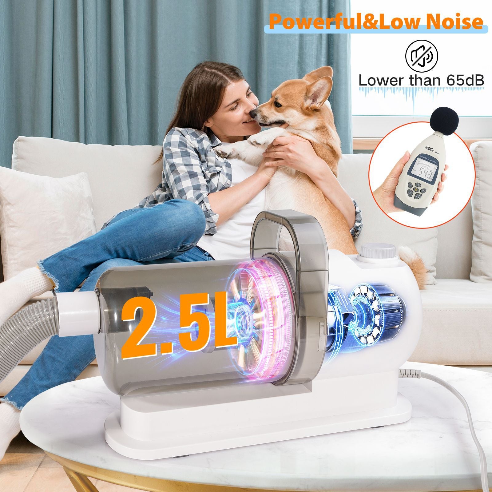All-in-One Pet Grooming Vacuum Kit | Low Noise 99% Hair Suction with 12 Attachments