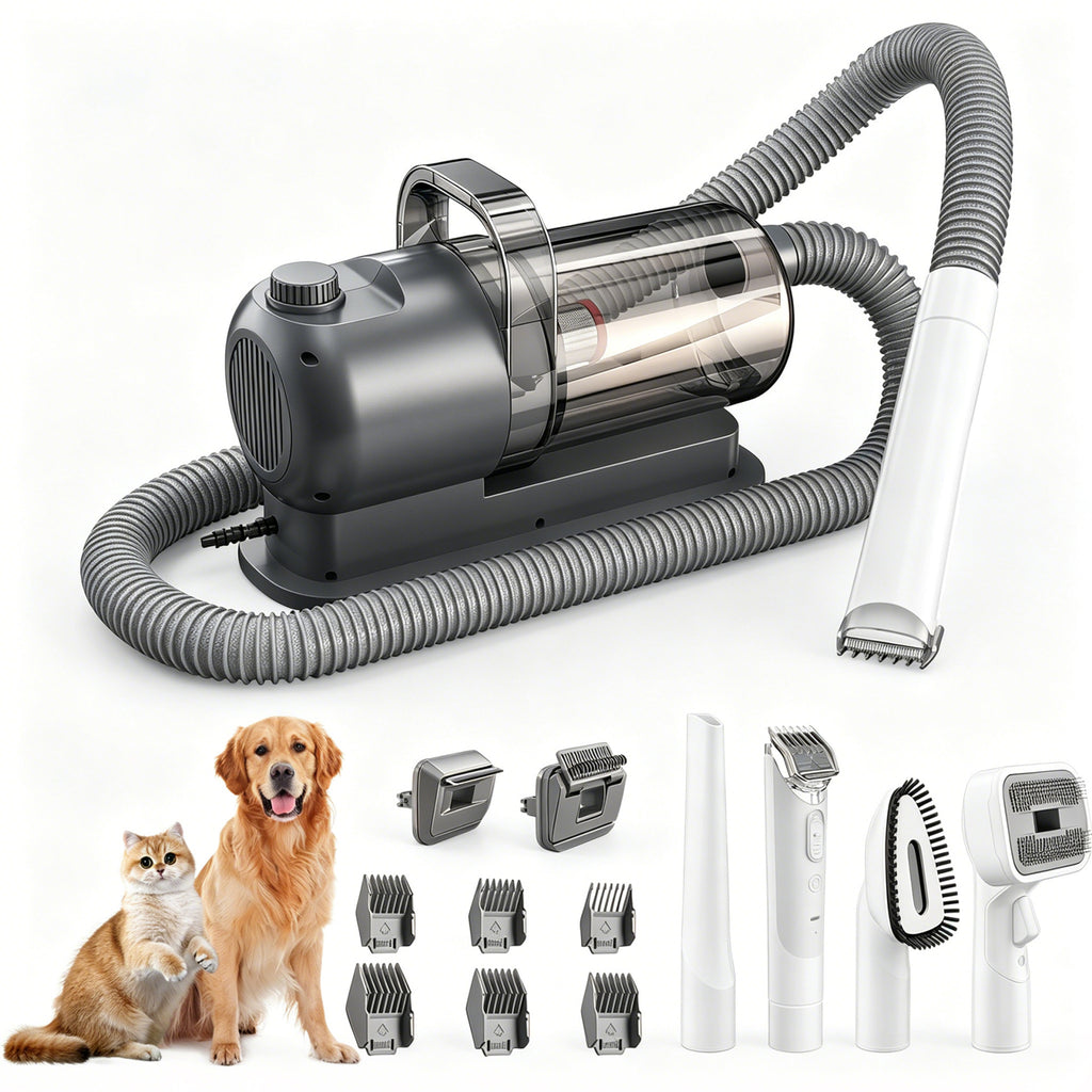 All-in-One Pet Grooming Vacuum Kit | Low Noise 99% Hair Suction with 12 Attachments