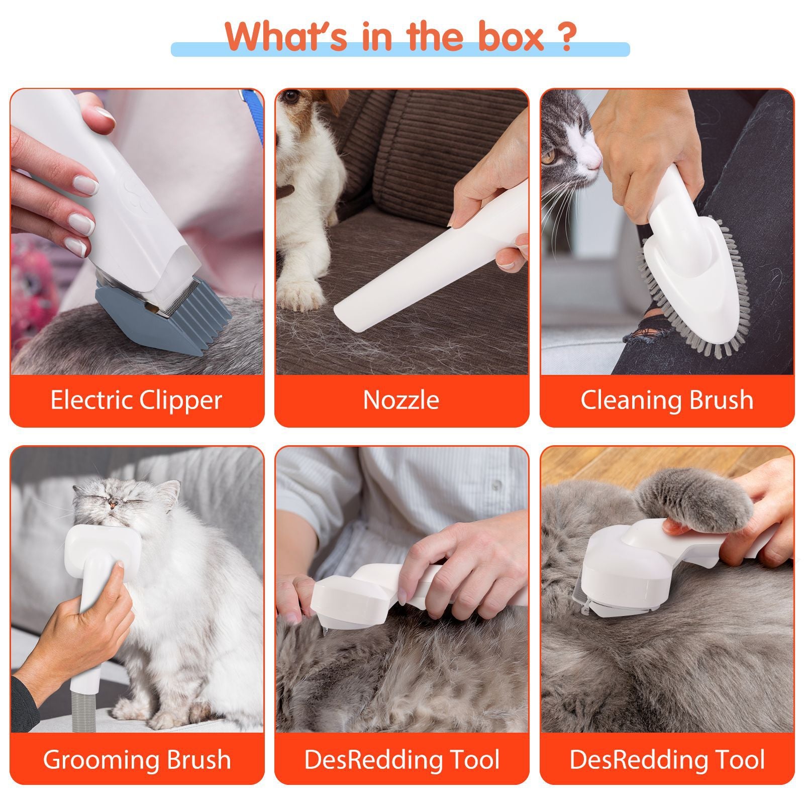 All-in-One Pet Grooming Vacuum Kit | Low Noise 99% Hair Suction with 12 Attachments