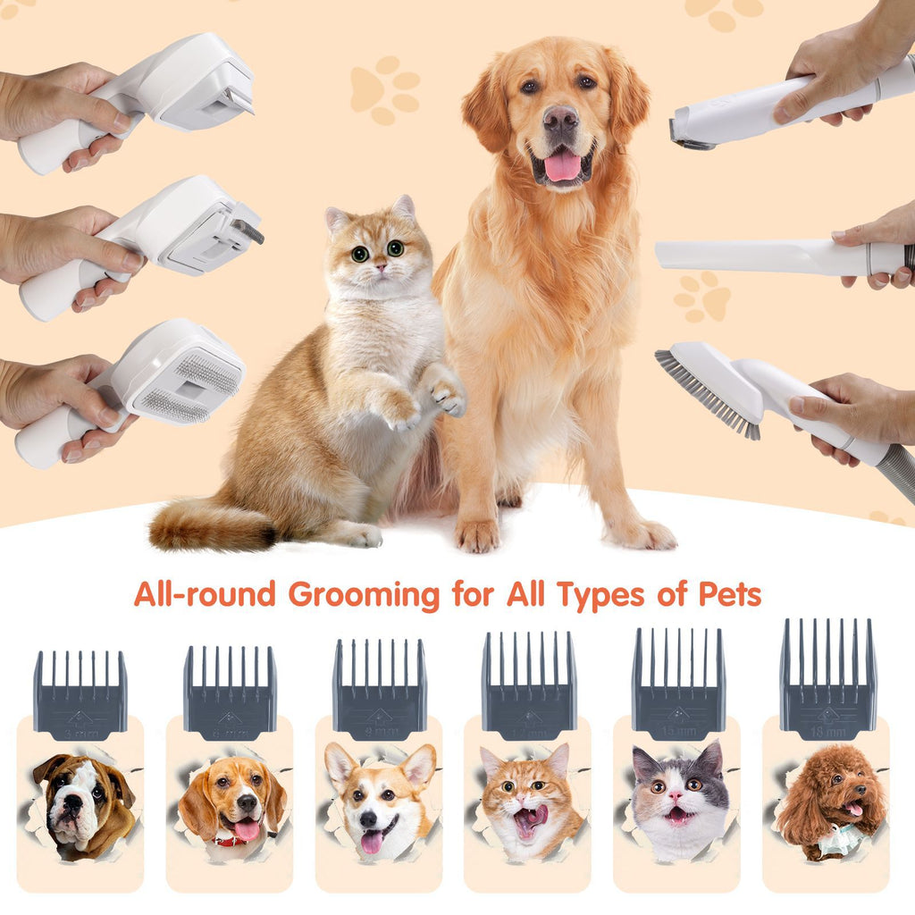 All-in-One Pet Grooming Vacuum Kit | Low Noise 99% Hair Suction with 12 Attachments