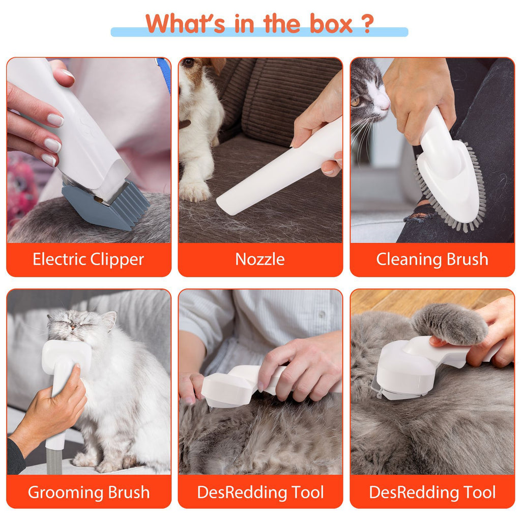 All-in-One Pet Grooming Vacuum Kit | Low Noise 99% Hair Suction with 12 Attachments