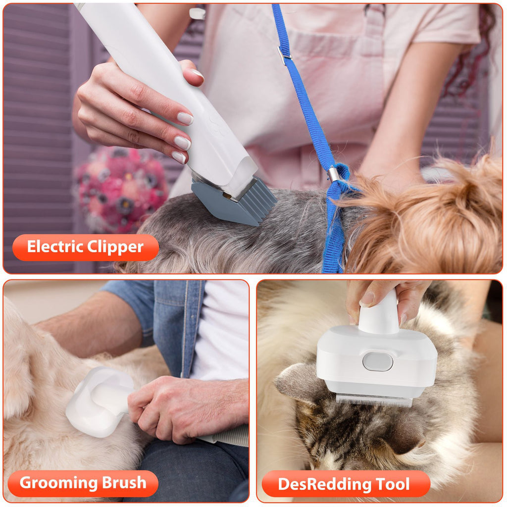 All-in-One Pet Grooming Vacuum Kit | Low Noise 99% Hair Suction with 12 Attachments