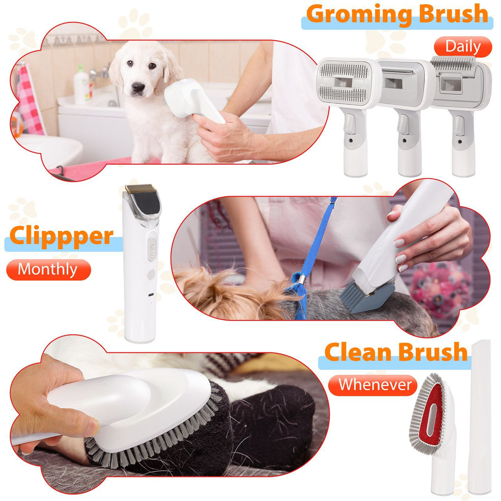 All-in-One Pet Grooming Vacuum Kit | Low Noise 99% Hair Suction with 12 Attachments